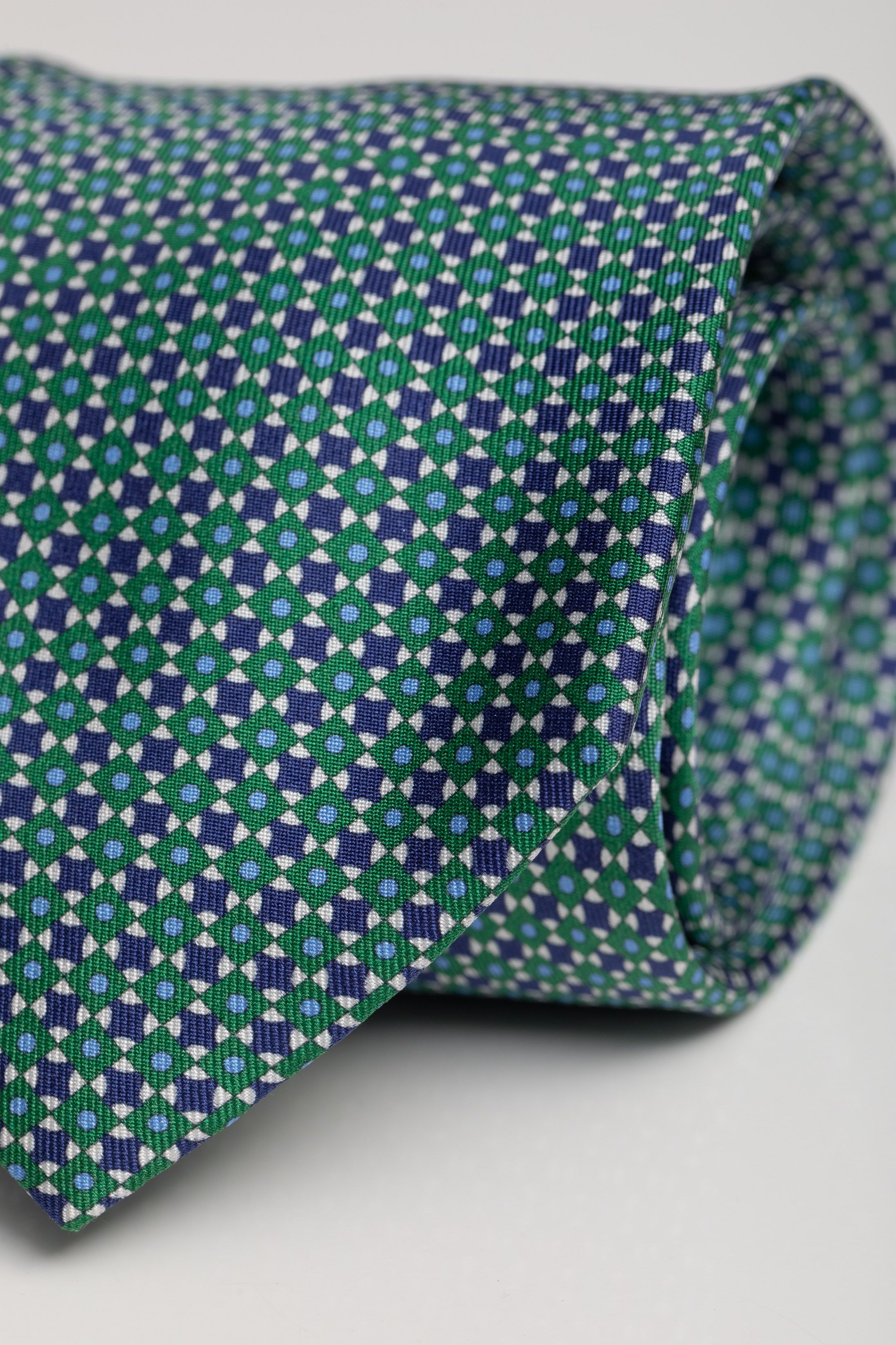 Gravata Seda Italiana Verde com marinho