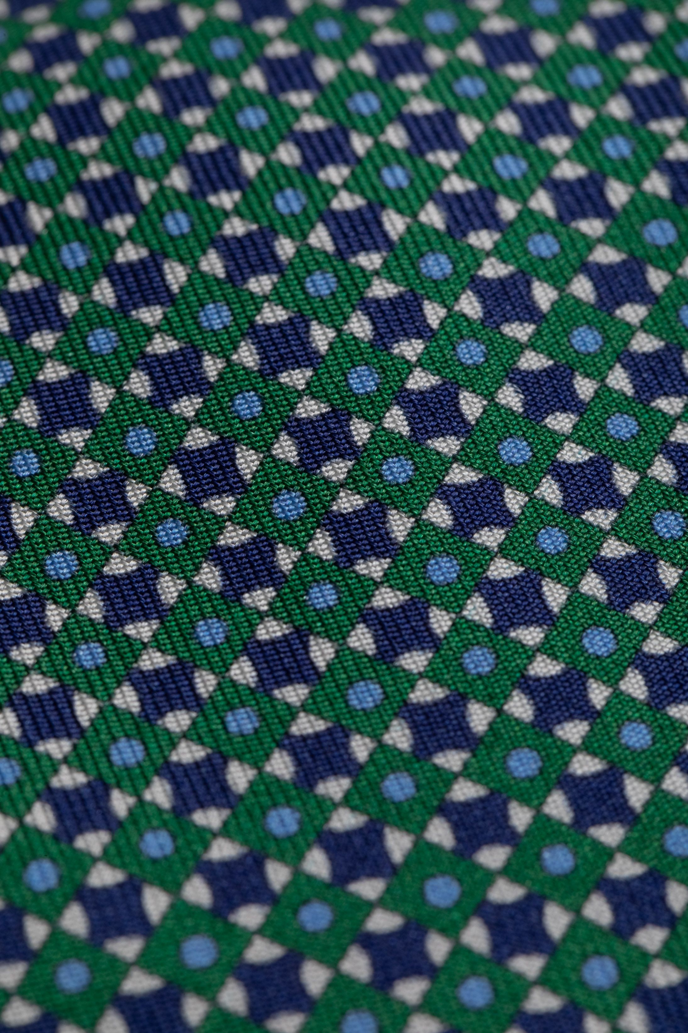 Gravata Seda Italiana Verde com marinho