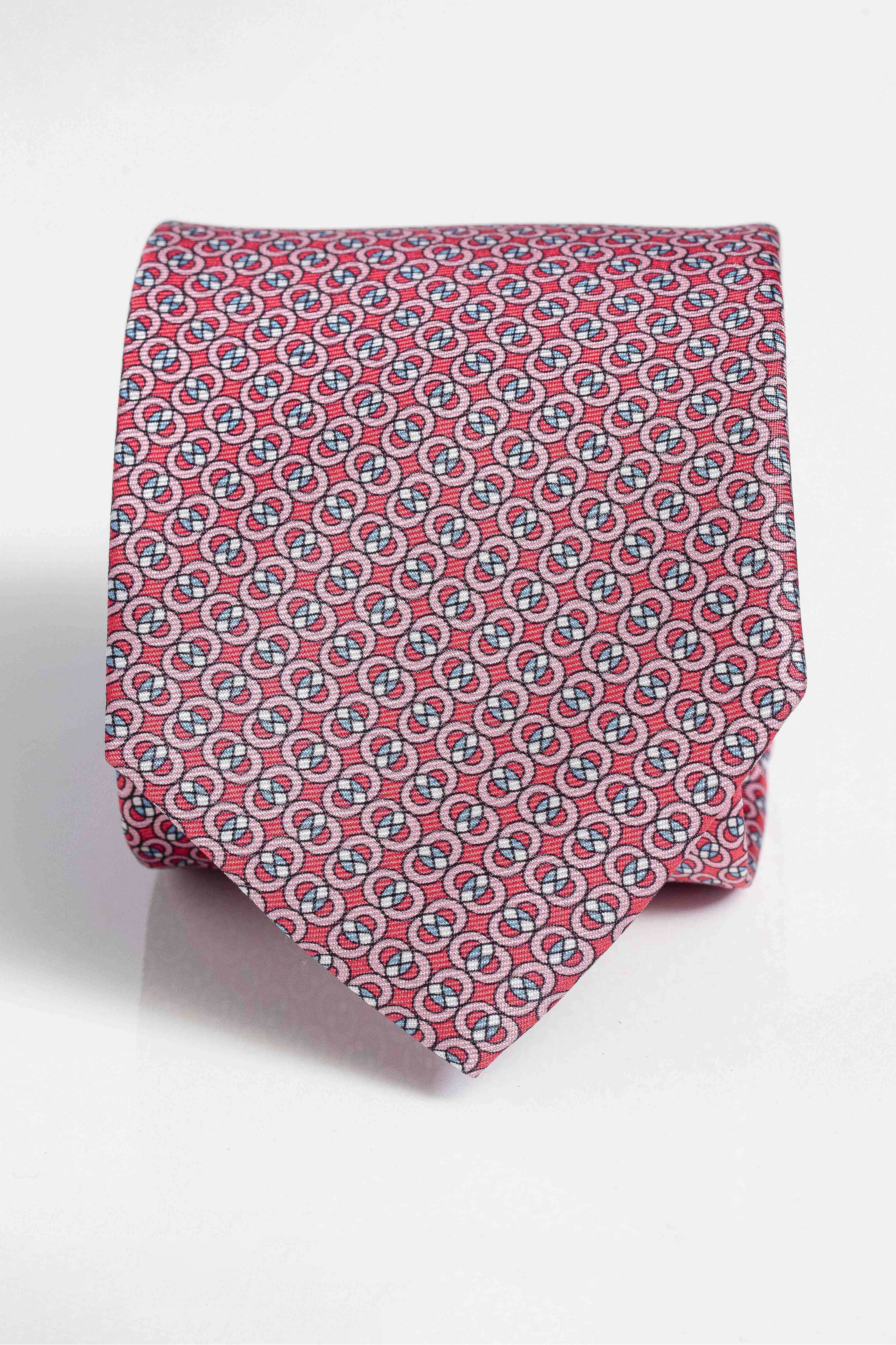 Gravata Seda Italiana Vermelho com azul - Diodato Alfaiataria