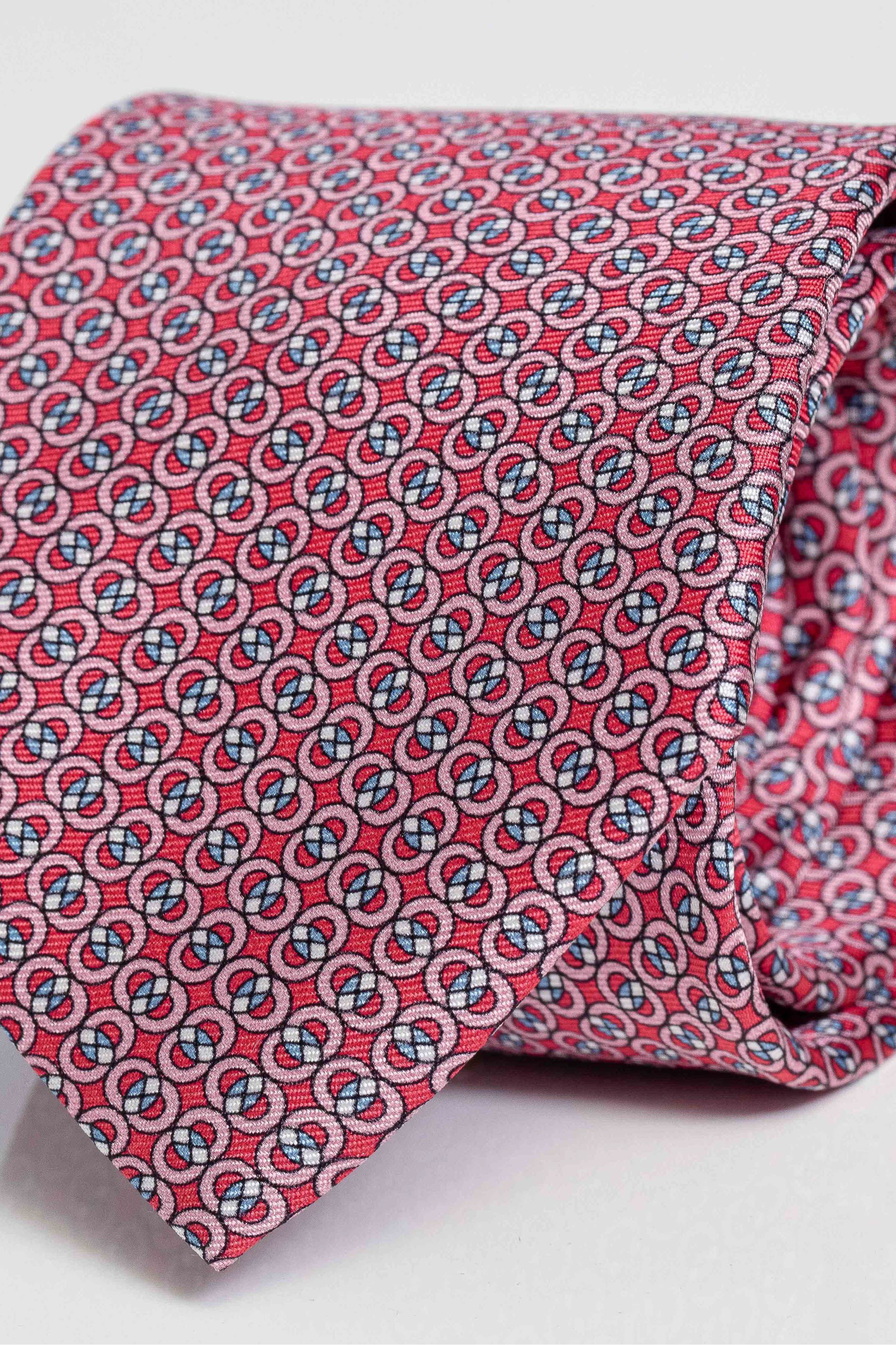 Gravata Seda Italiana Vermelho com azul