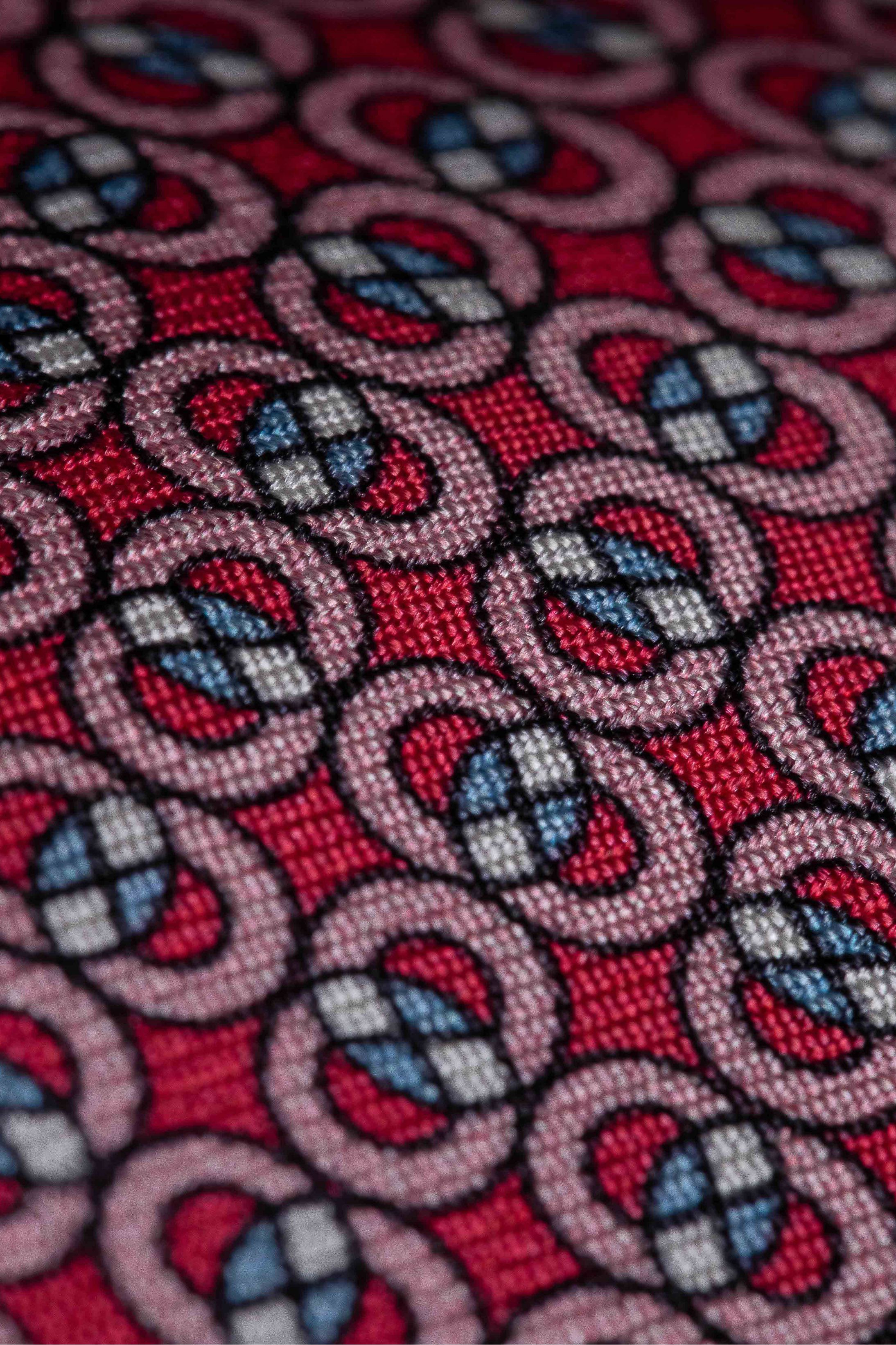 Gravata Seda Italiana Vermelho com azul