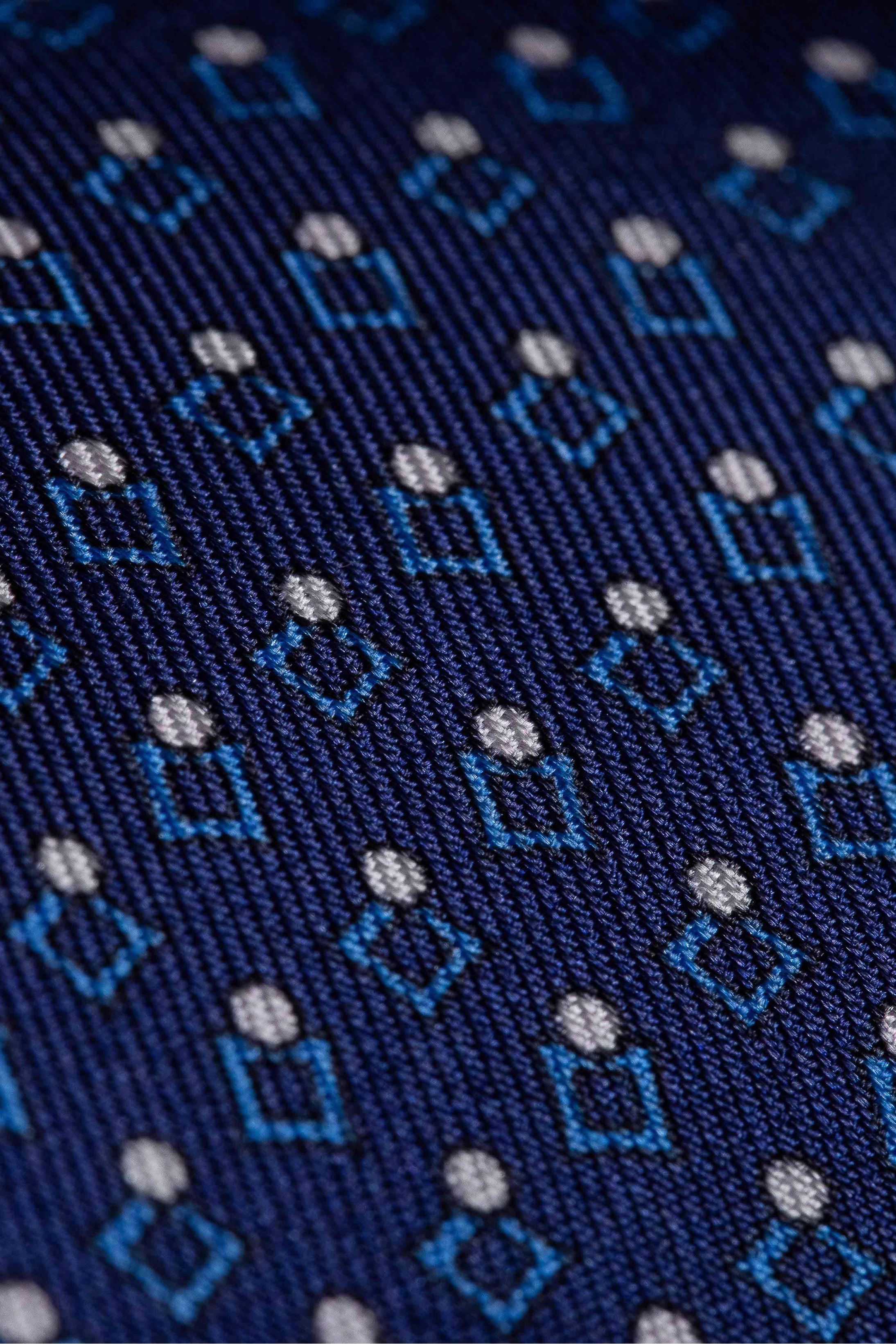Gravata Seda Italiana Marinho micro desenho azul