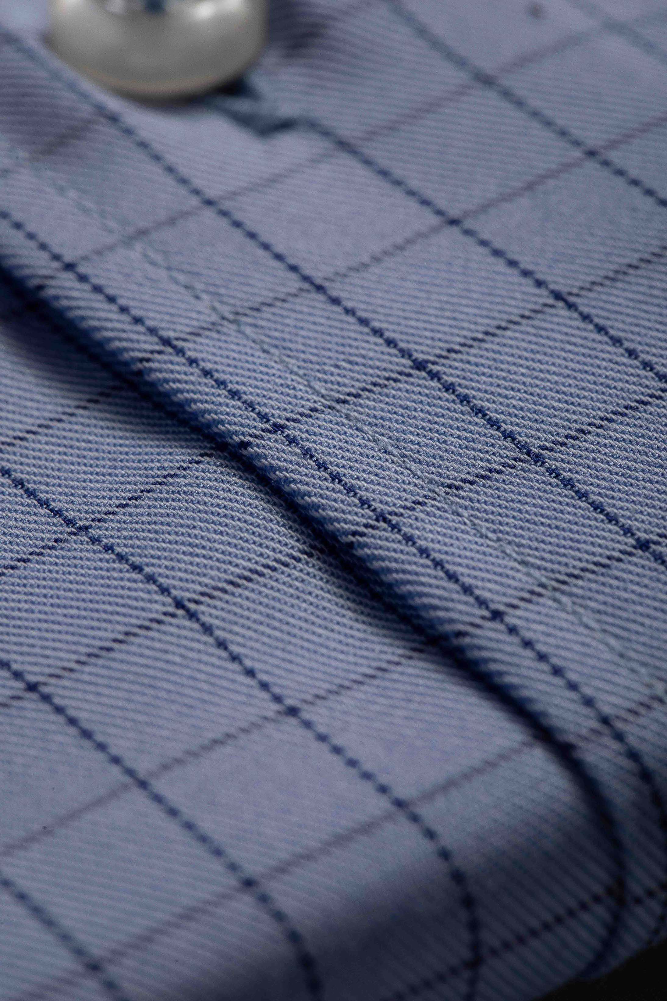 Camisa Manga Longa Regular Azul quadriculado