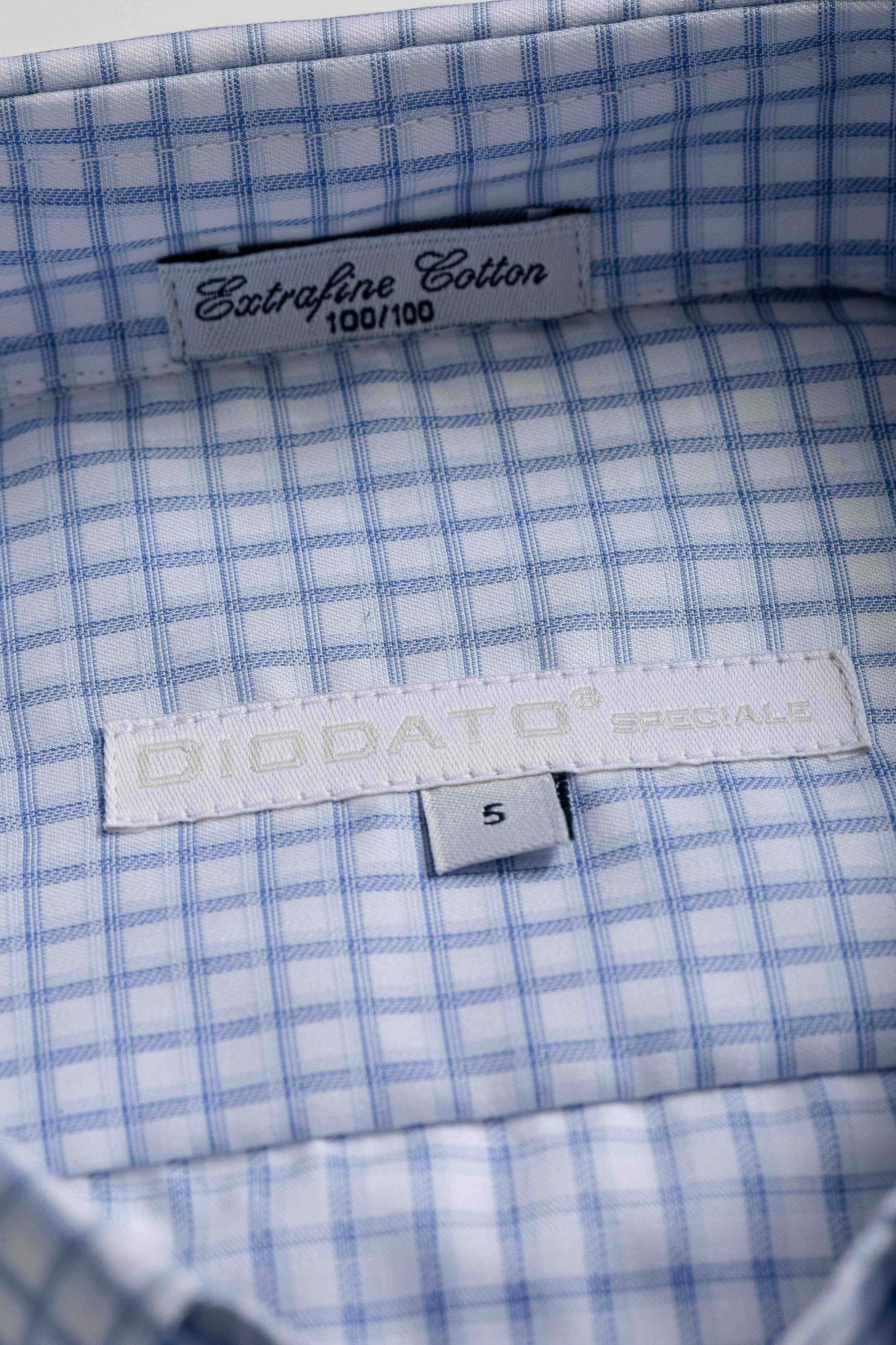 Camisa Manga Longa Regular Quadriculado Branco/Azul
