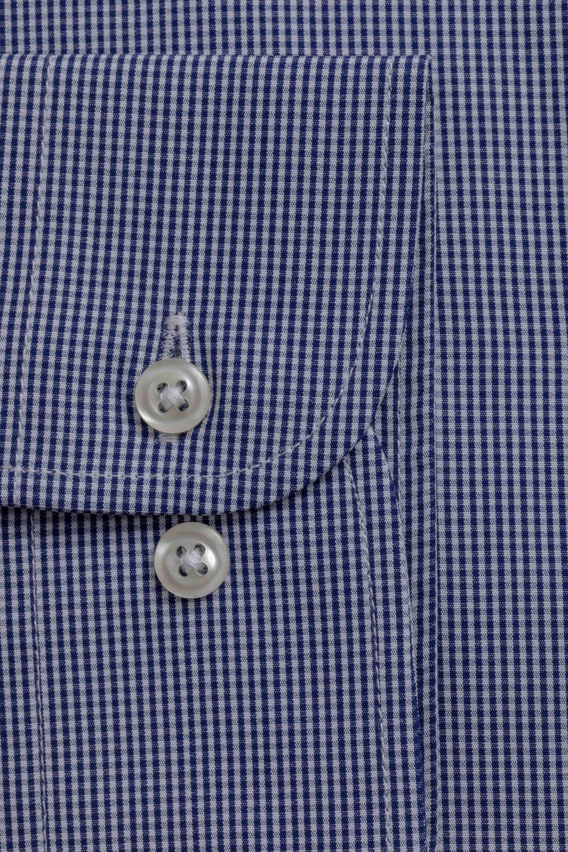 Camisa Manga Longa Slim fit Quadriculada Marinho