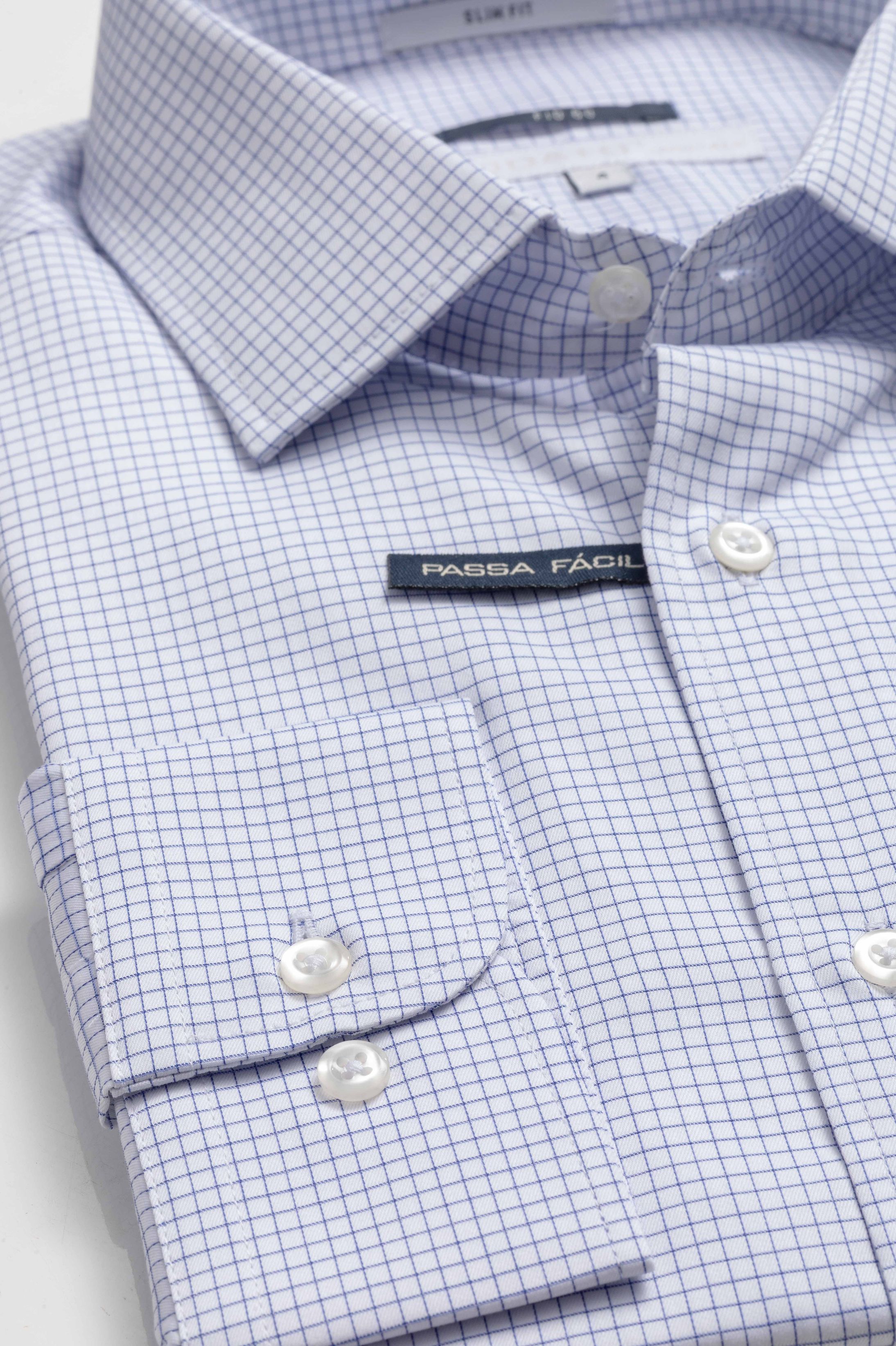 Camisa Manga Longa Slim fit Quadriculada Marinho - Diodato Alfaiataria