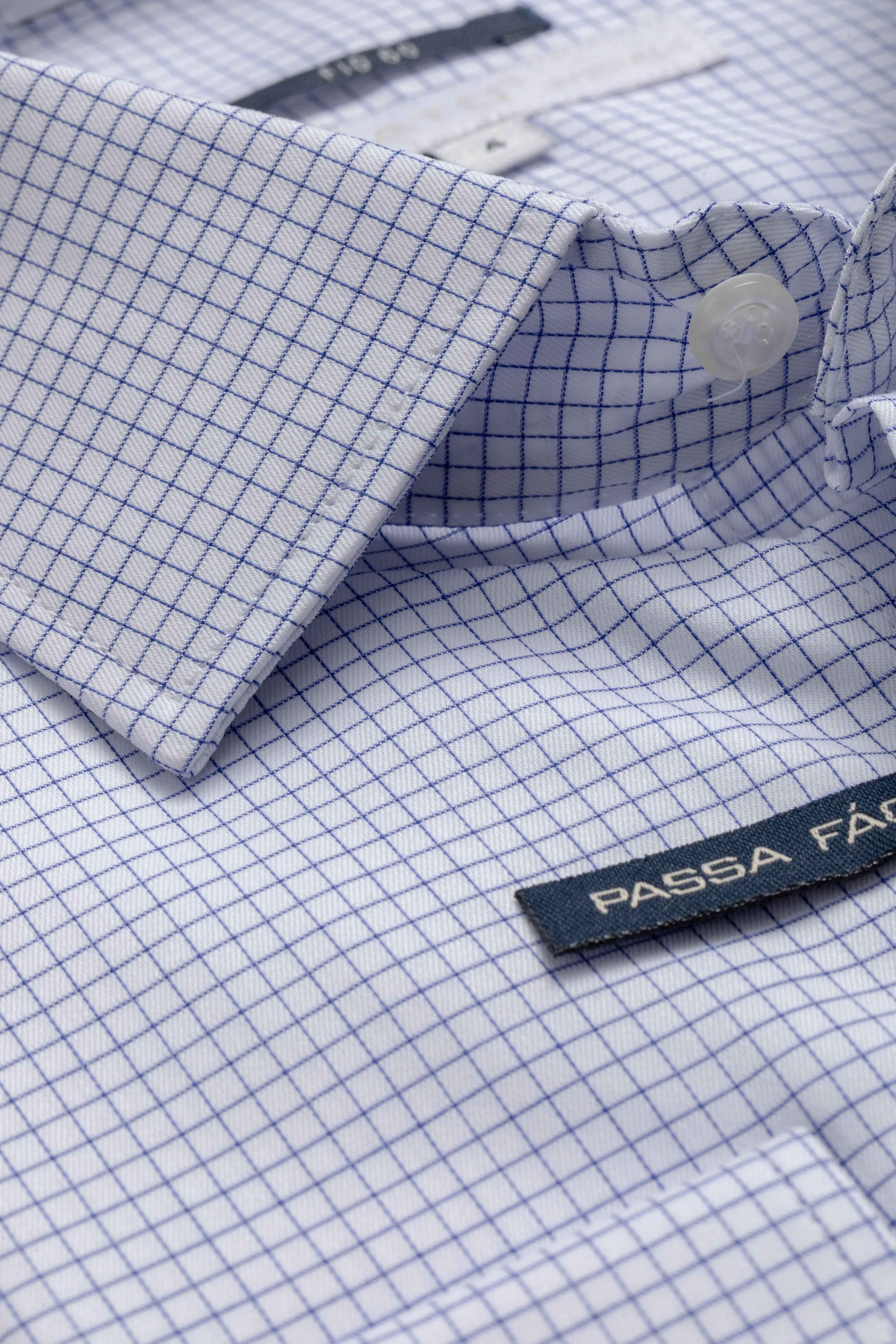 Camisa Manga Longa Slim fit Quadriculada Marinho