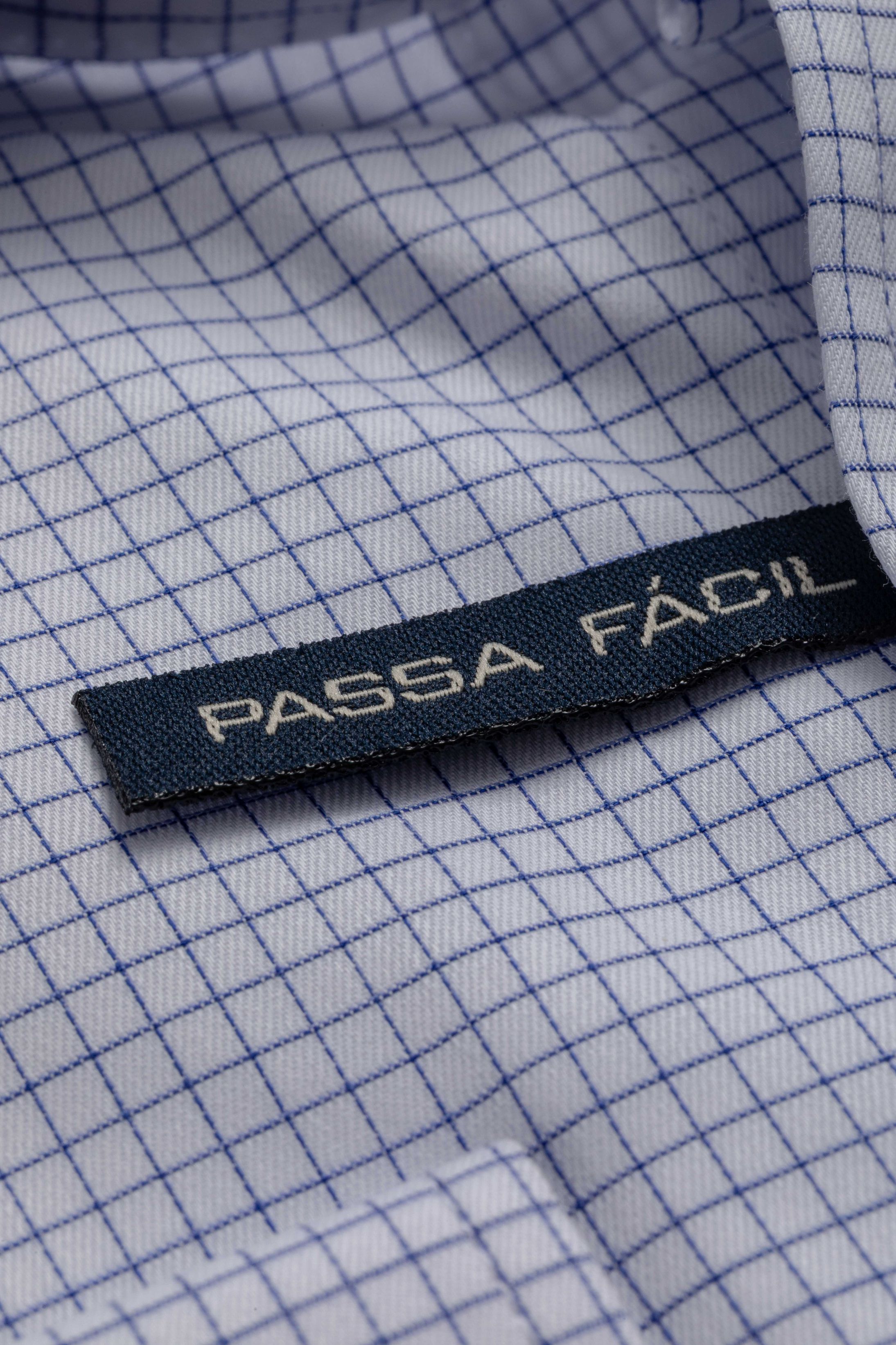 Camisa Manga Longa Slim fit Quadriculada Marinho