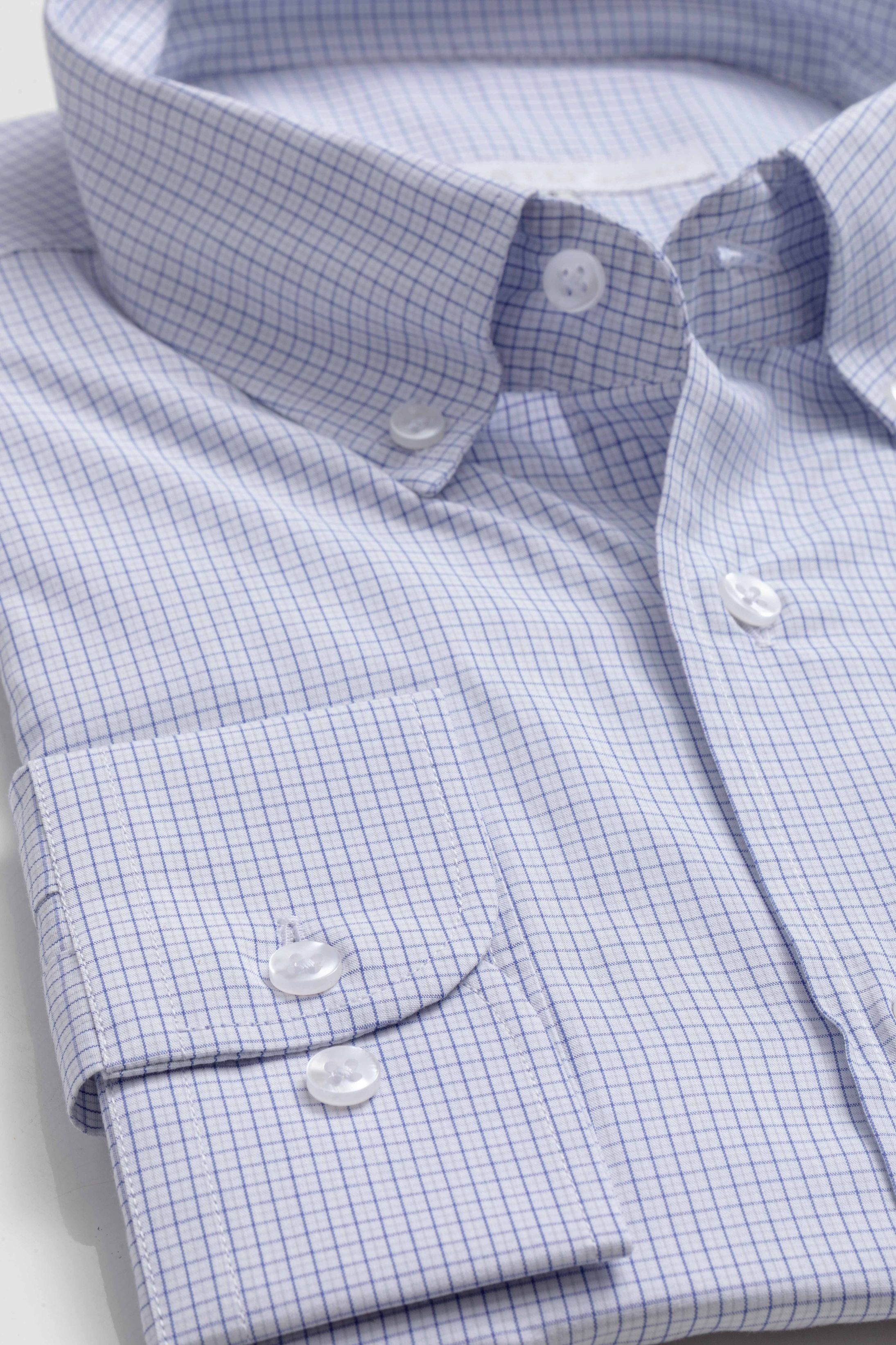 Camisa Manga Longa Regular Quadriculado Azul - Diodato Alfaiataria