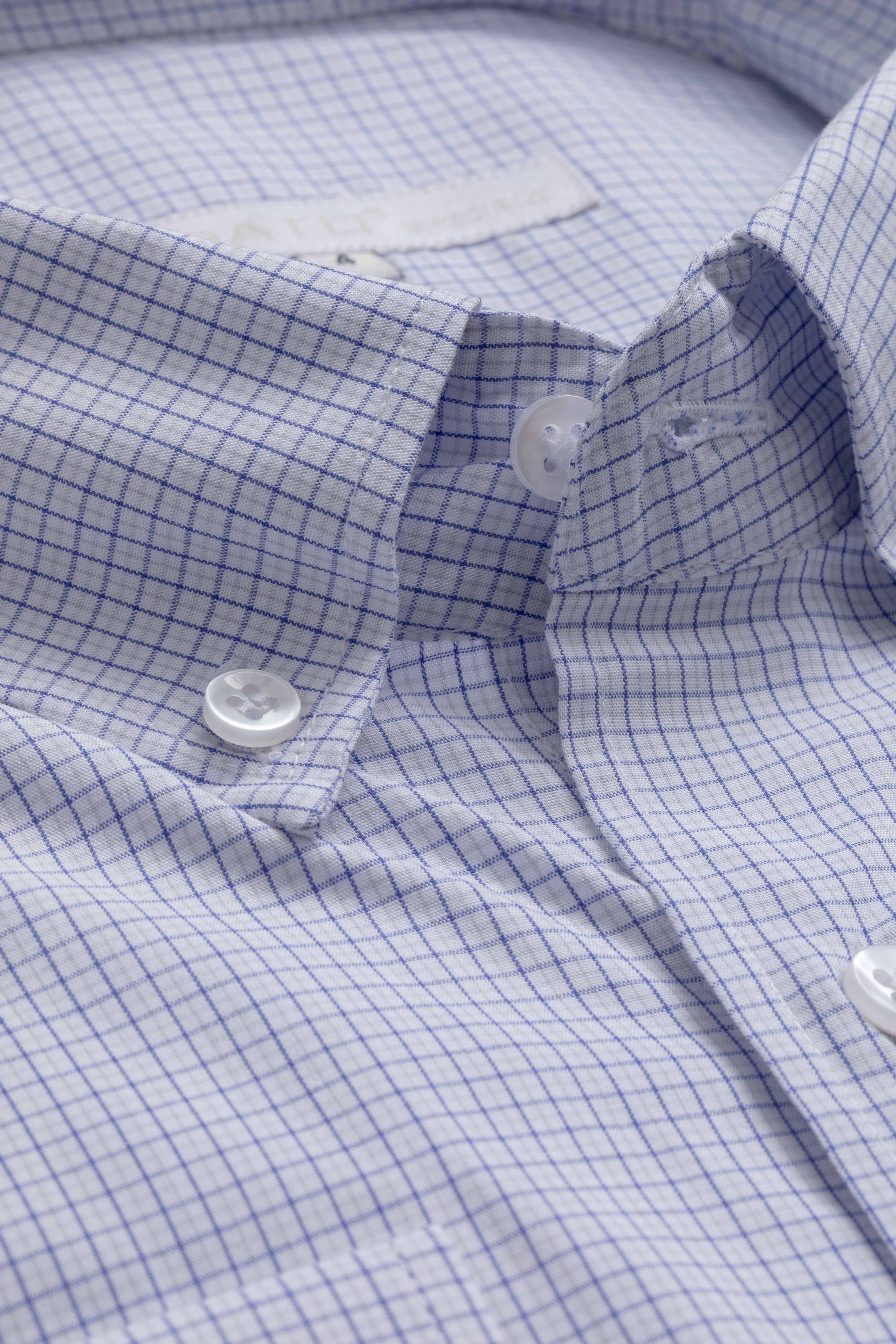 Camisa Manga Longa Regular Quadriculado Azul