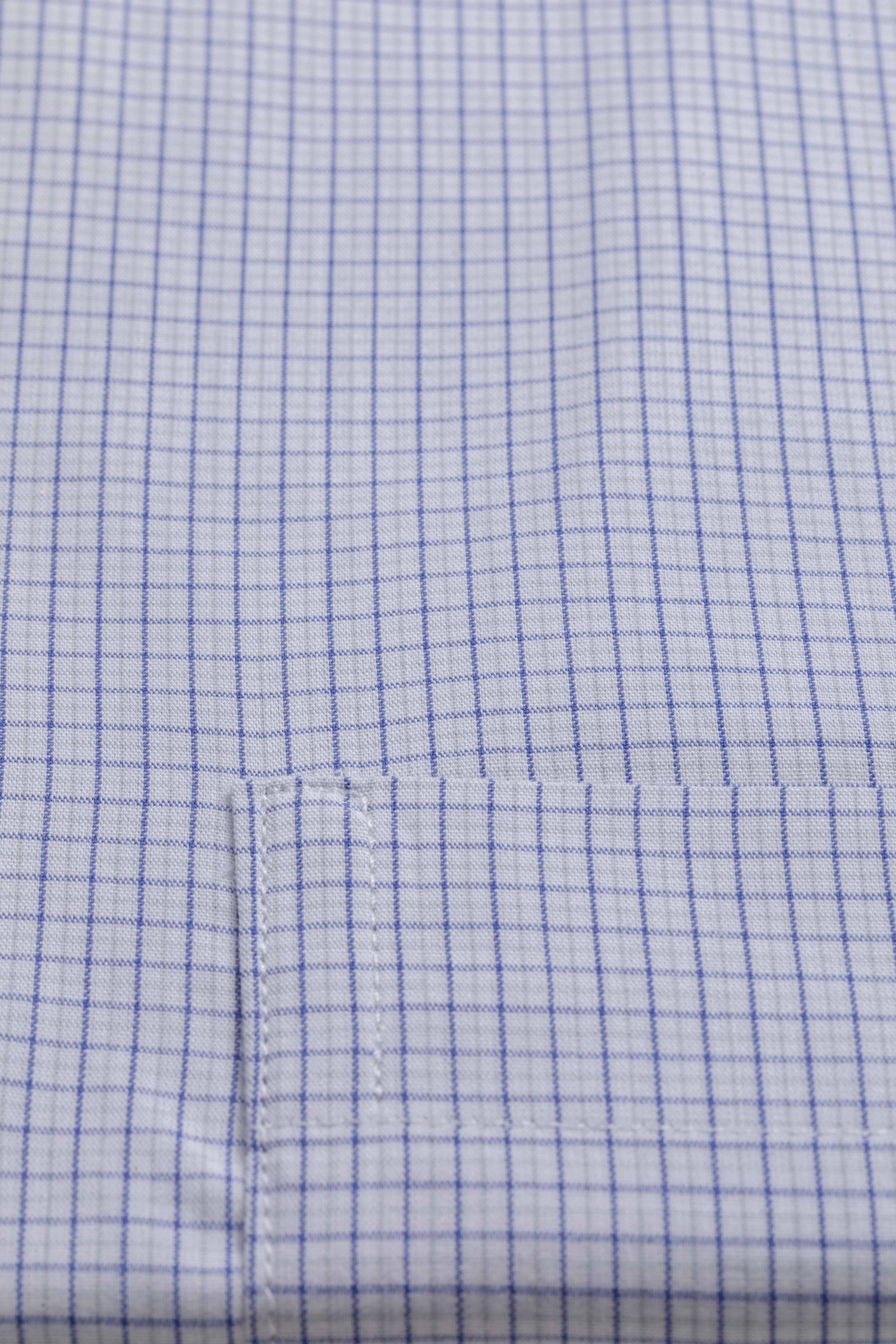 Camisa Manga Longa Regular Quadriculado Azul