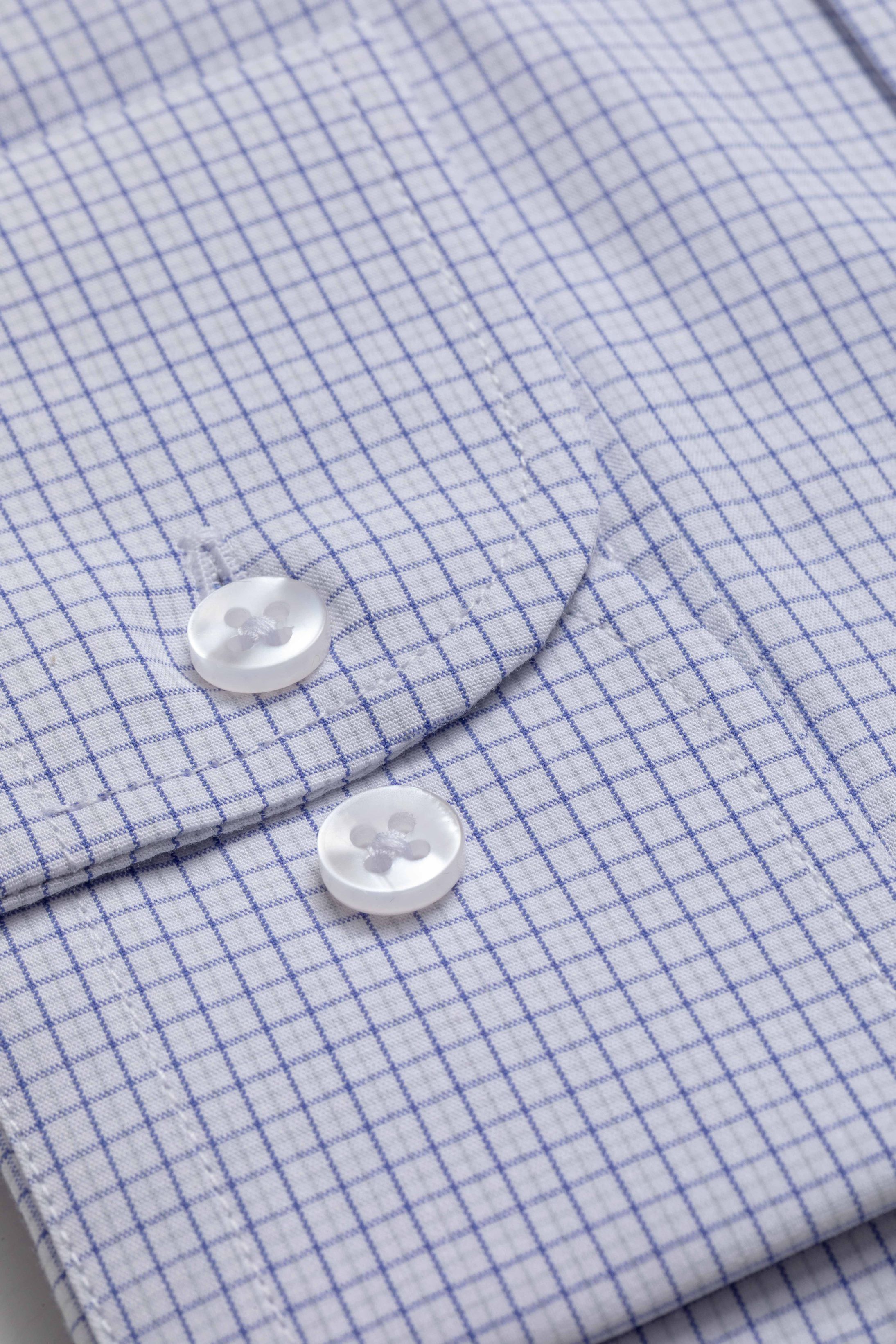 Camisa Manga Longa Regular Quadriculado Azul