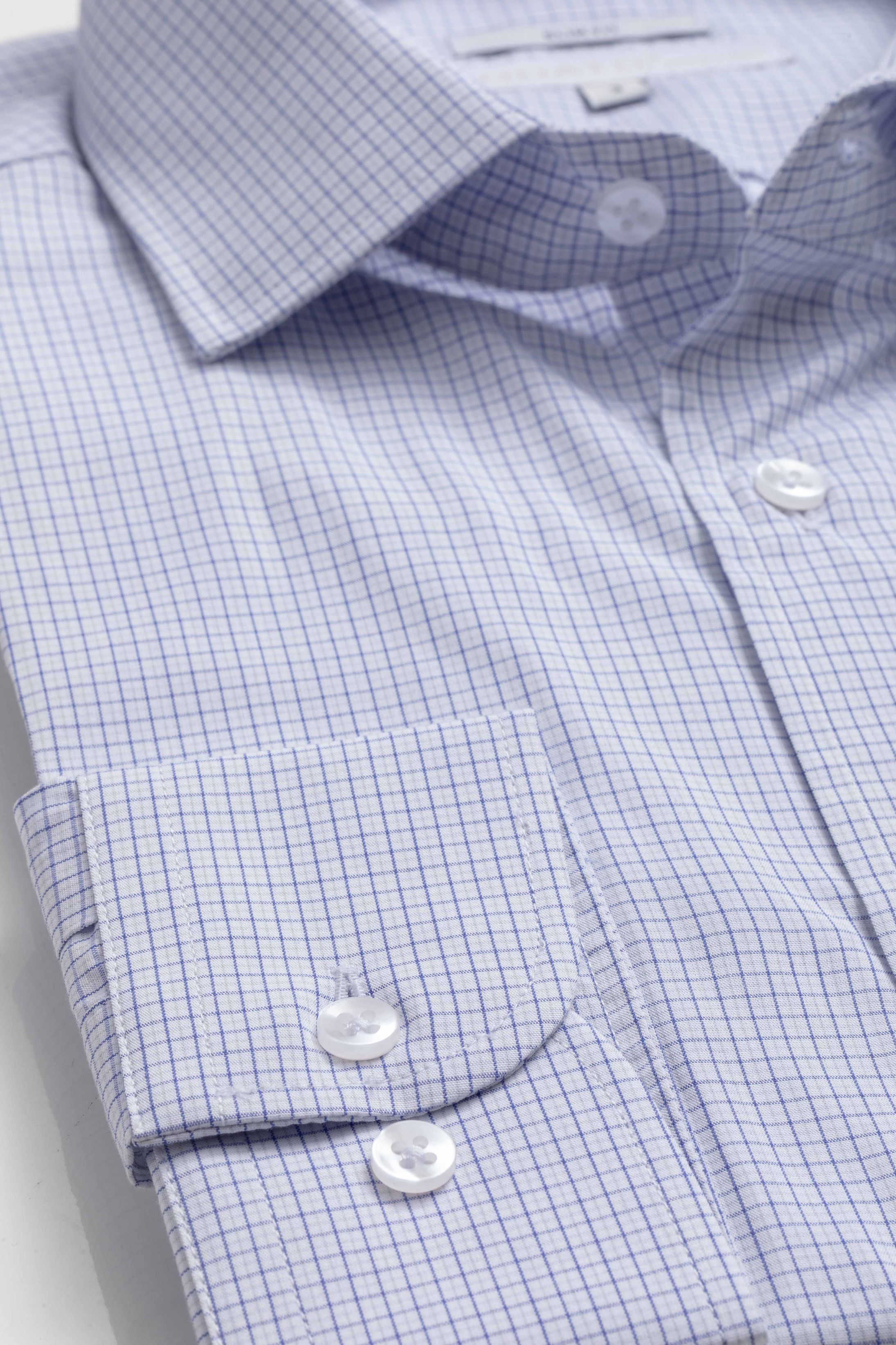 Camisa Manga Longa Slim fit Quadriculado Azul - Diodato Alfaiataria