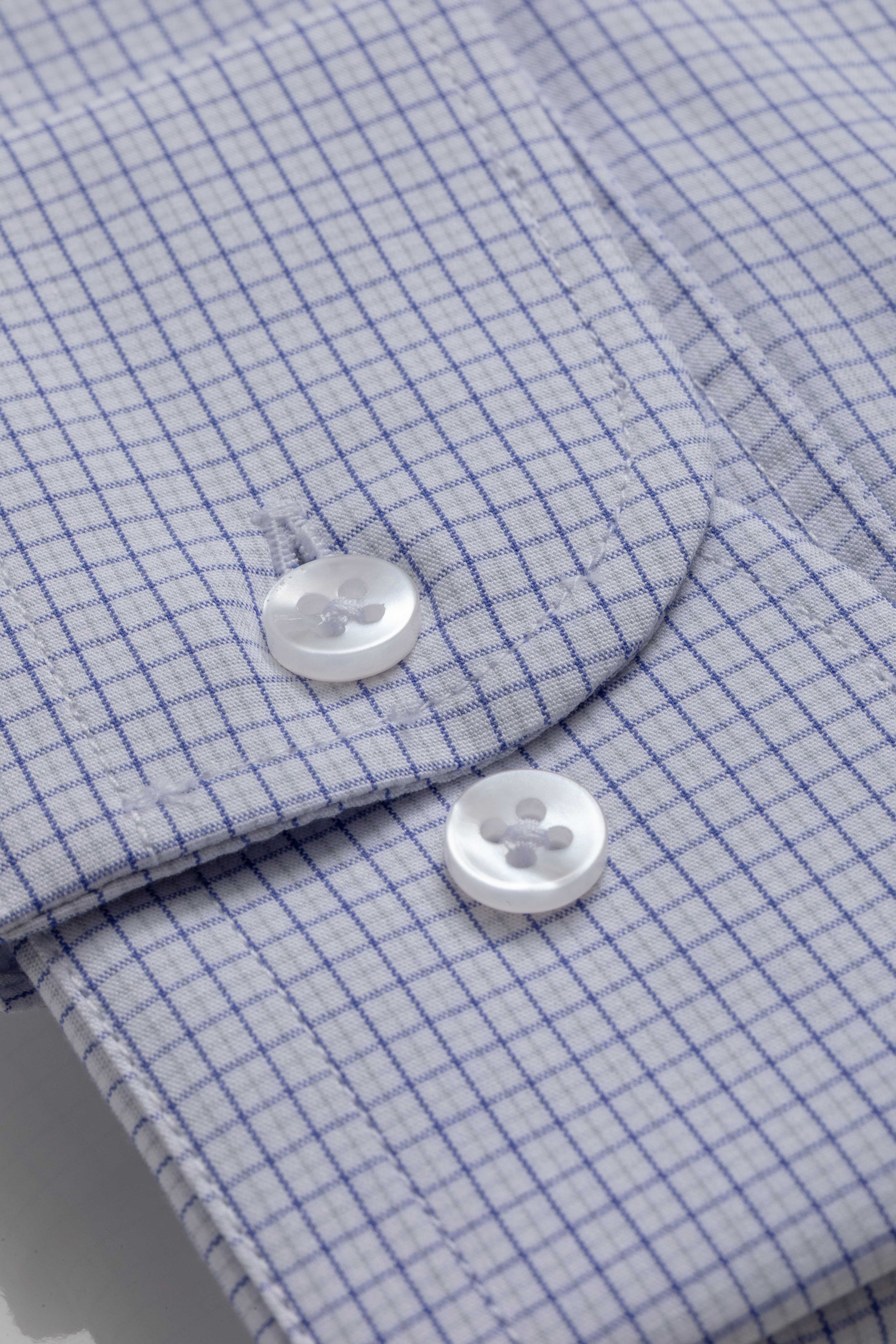 Camisa Manga Longa Slim fit Quadriculado Azul