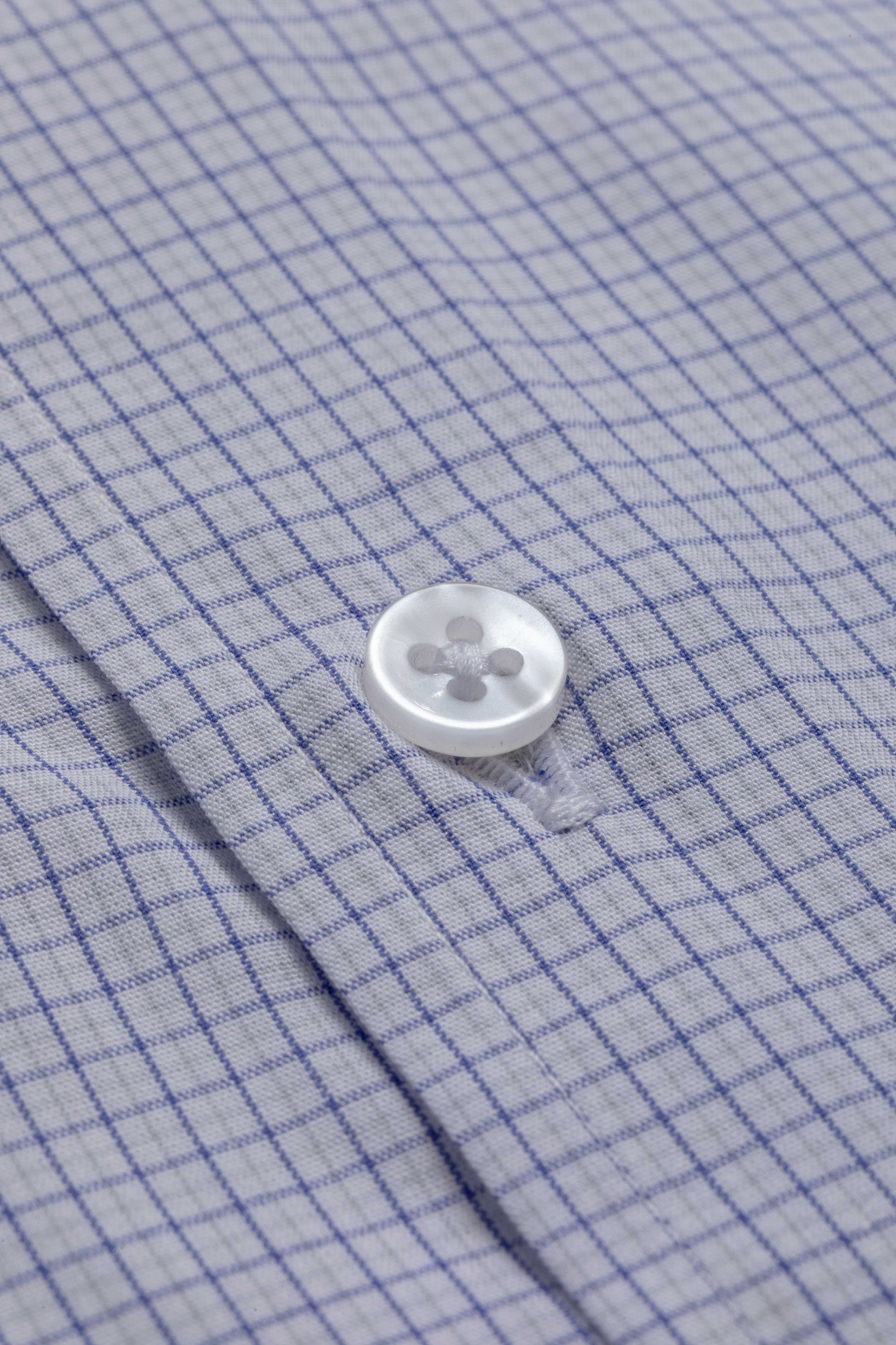 Camisa Manga Longa Slim fit Quadriculado Azul