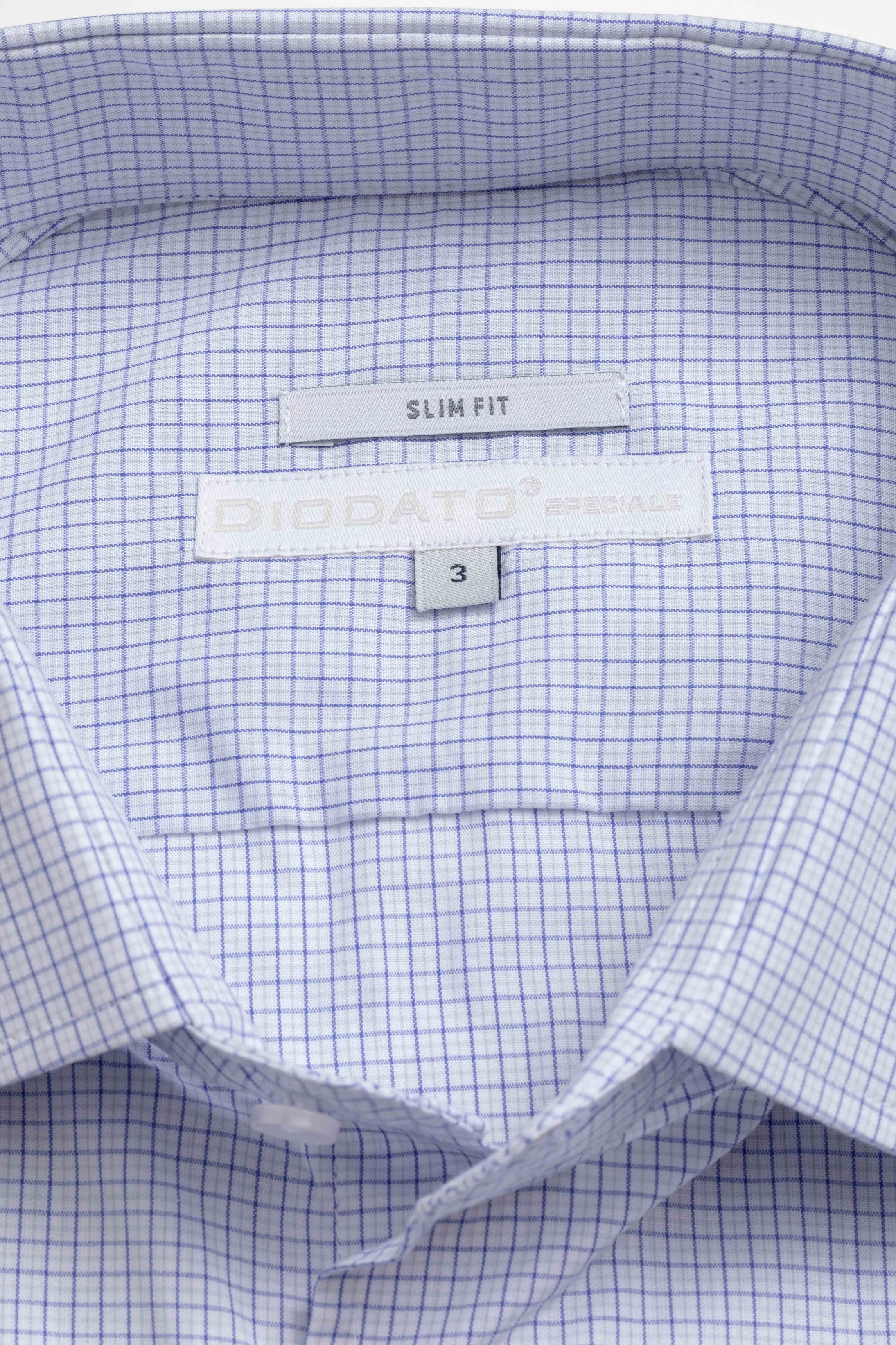 Camisa Manga Longa Slim fit Quadriculado Azul