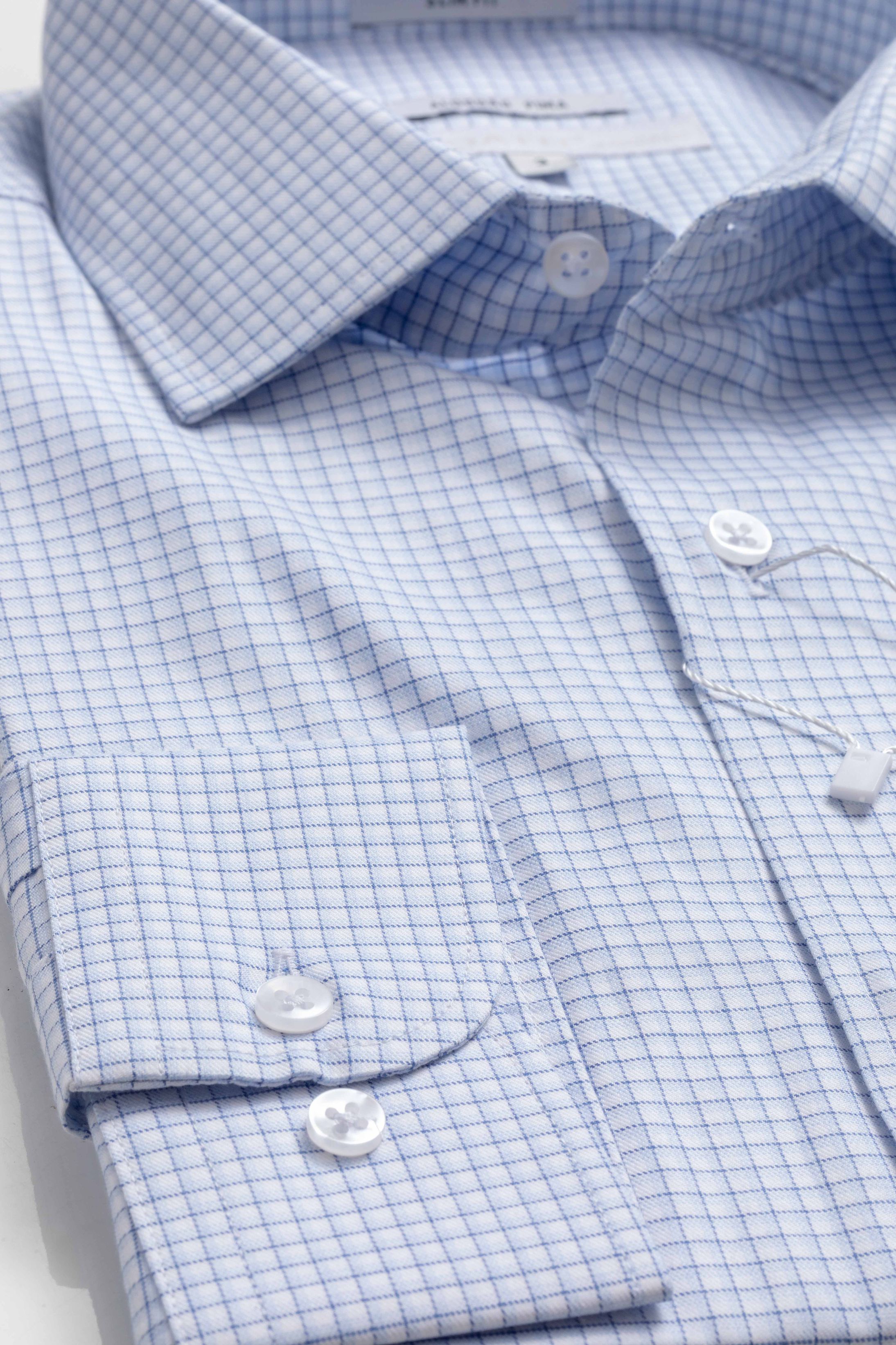 Camisa Manga Longa Slim fit Pima Cotton Quadricula... - Diodato Alfaiataria