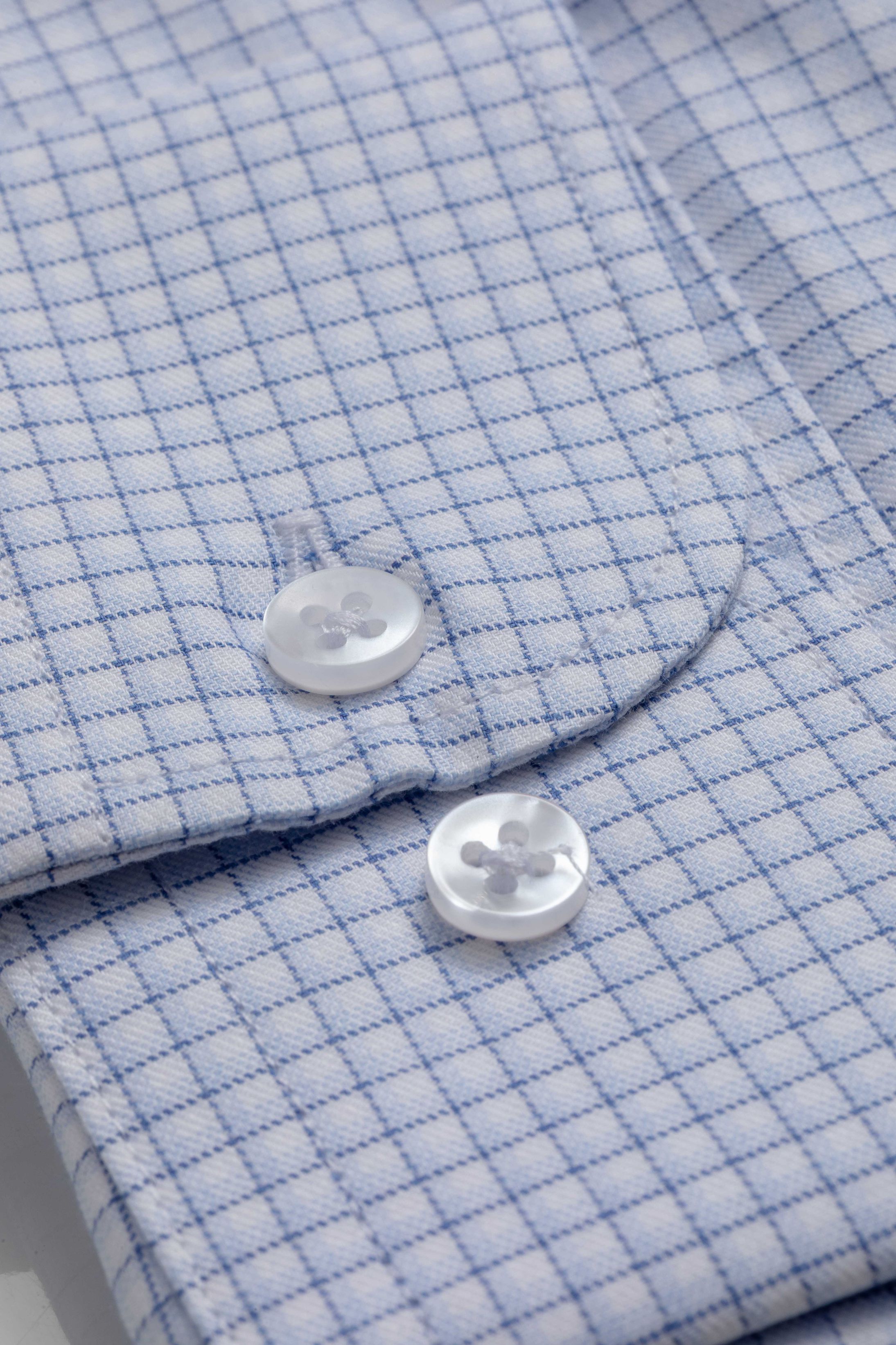 Camisa Manga Longa Slim fit Pima Cotton Quadriculado Azul 