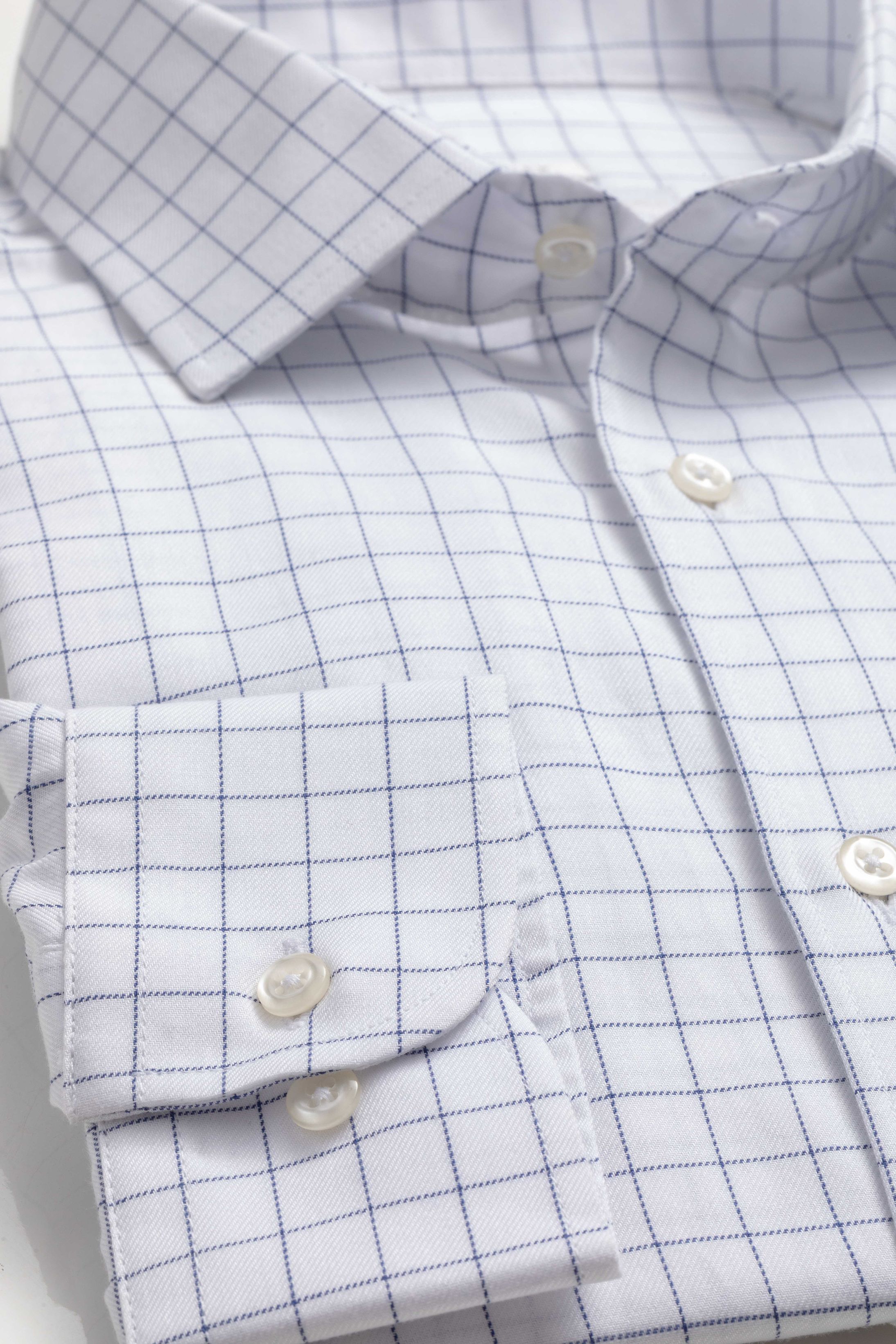 Camisa Manga Longa Slim fit Xadrez Azul - Diodato Alfaiataria