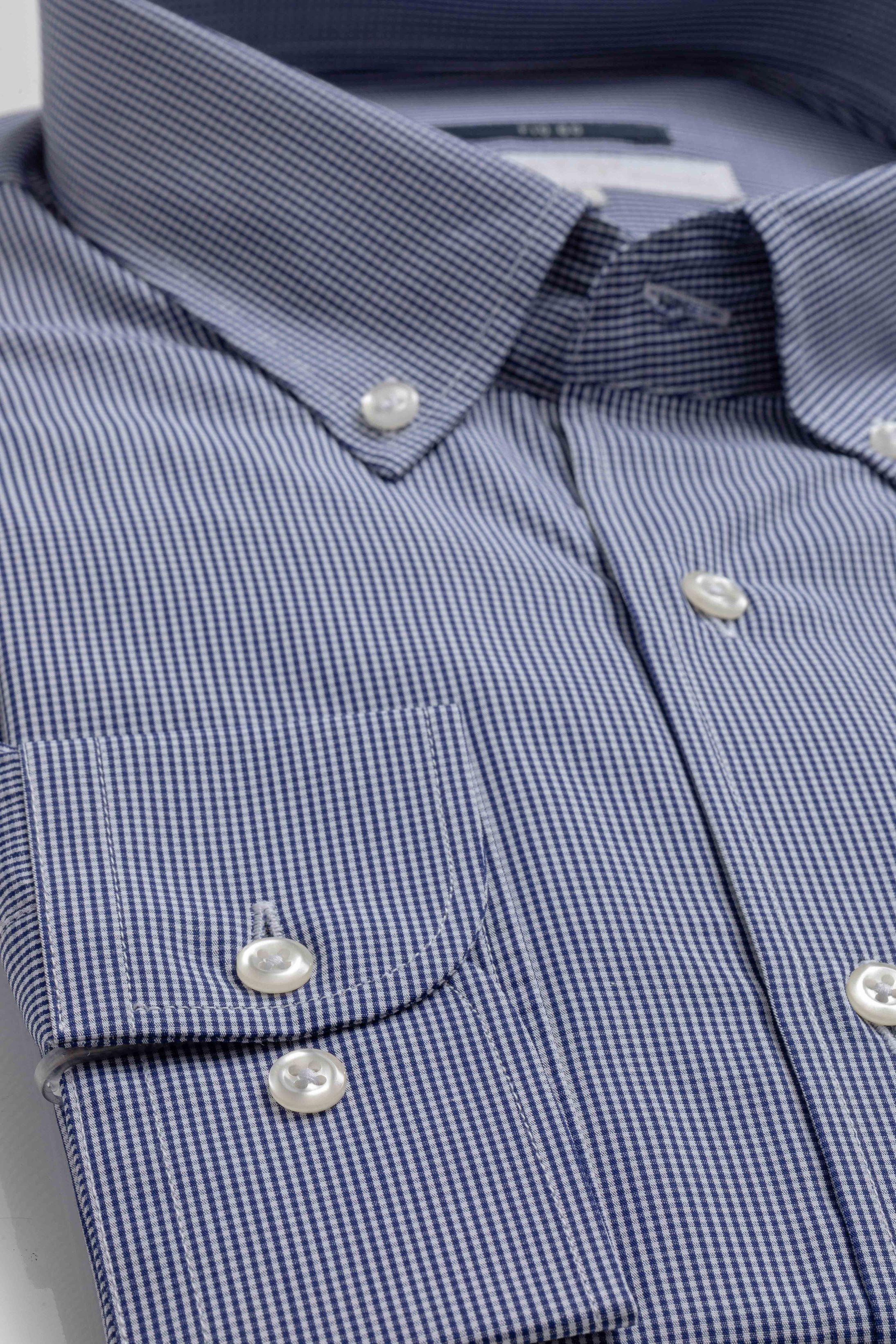 Camisa Manga Longa Regular Quadriculada Marinho - Diodato Alfaiataria