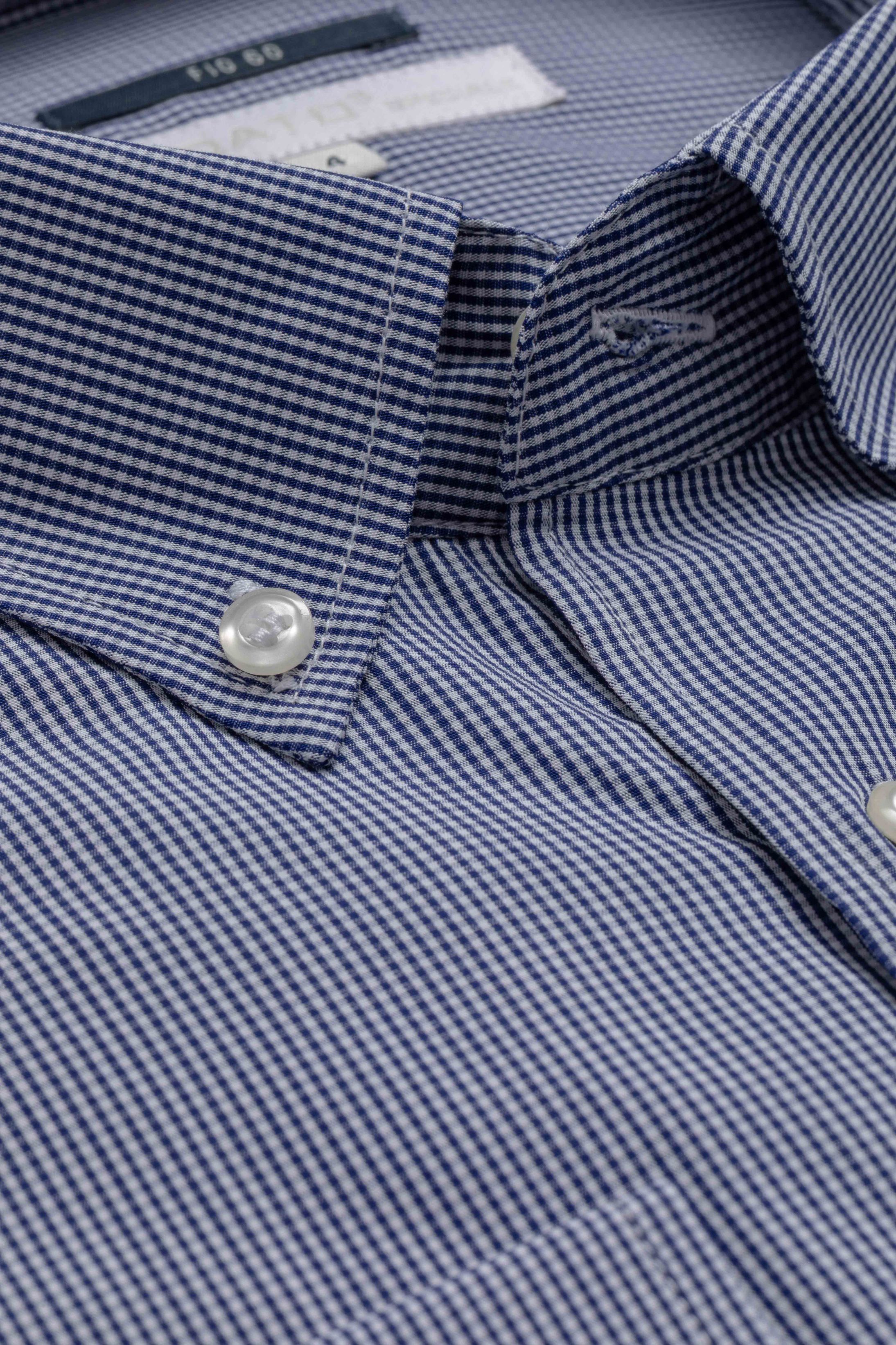 Camisa Manga Longa Regular Quadriculada Marinho