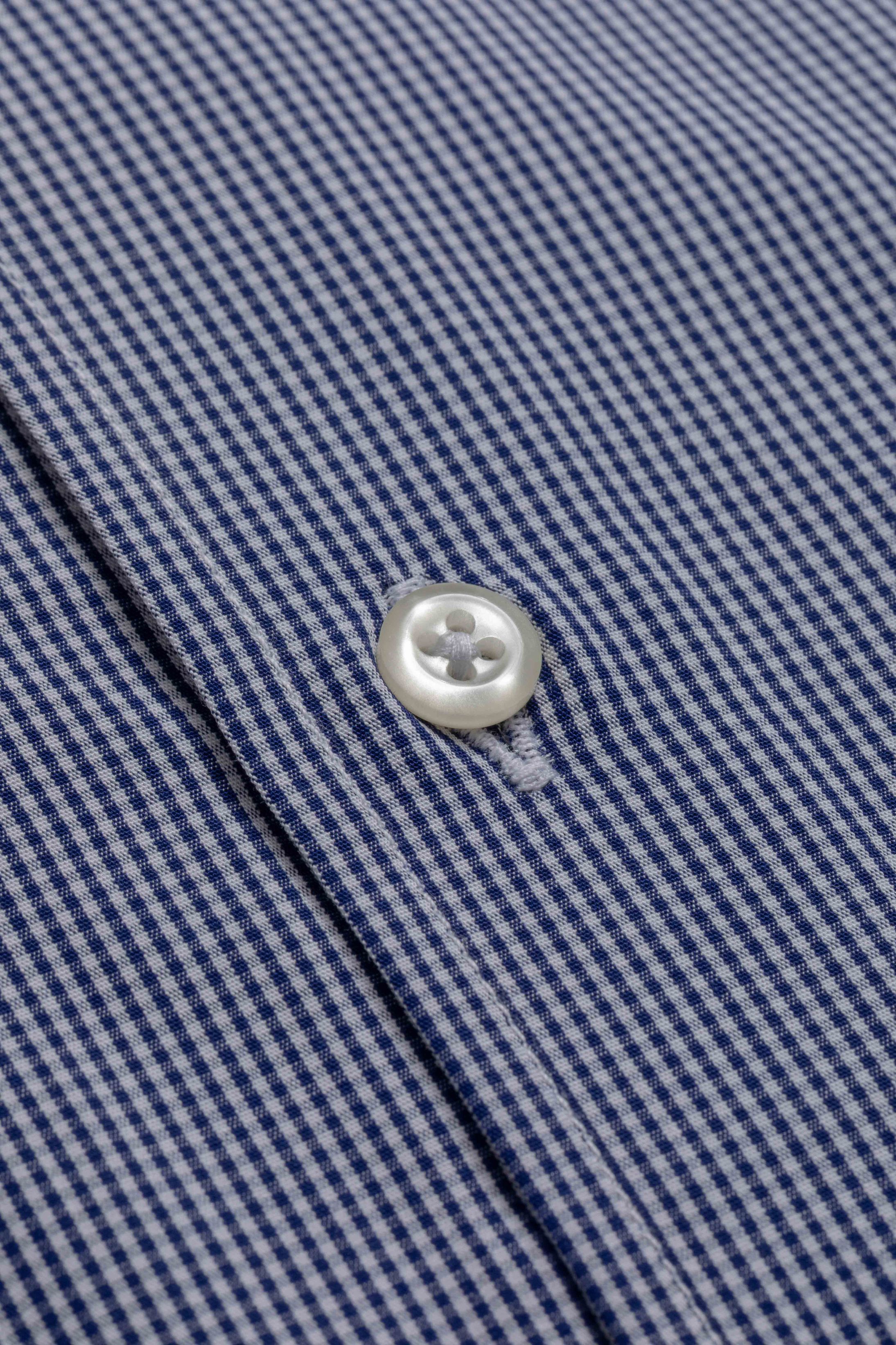 Camisa Manga Longa Regular Quadriculada Marinho