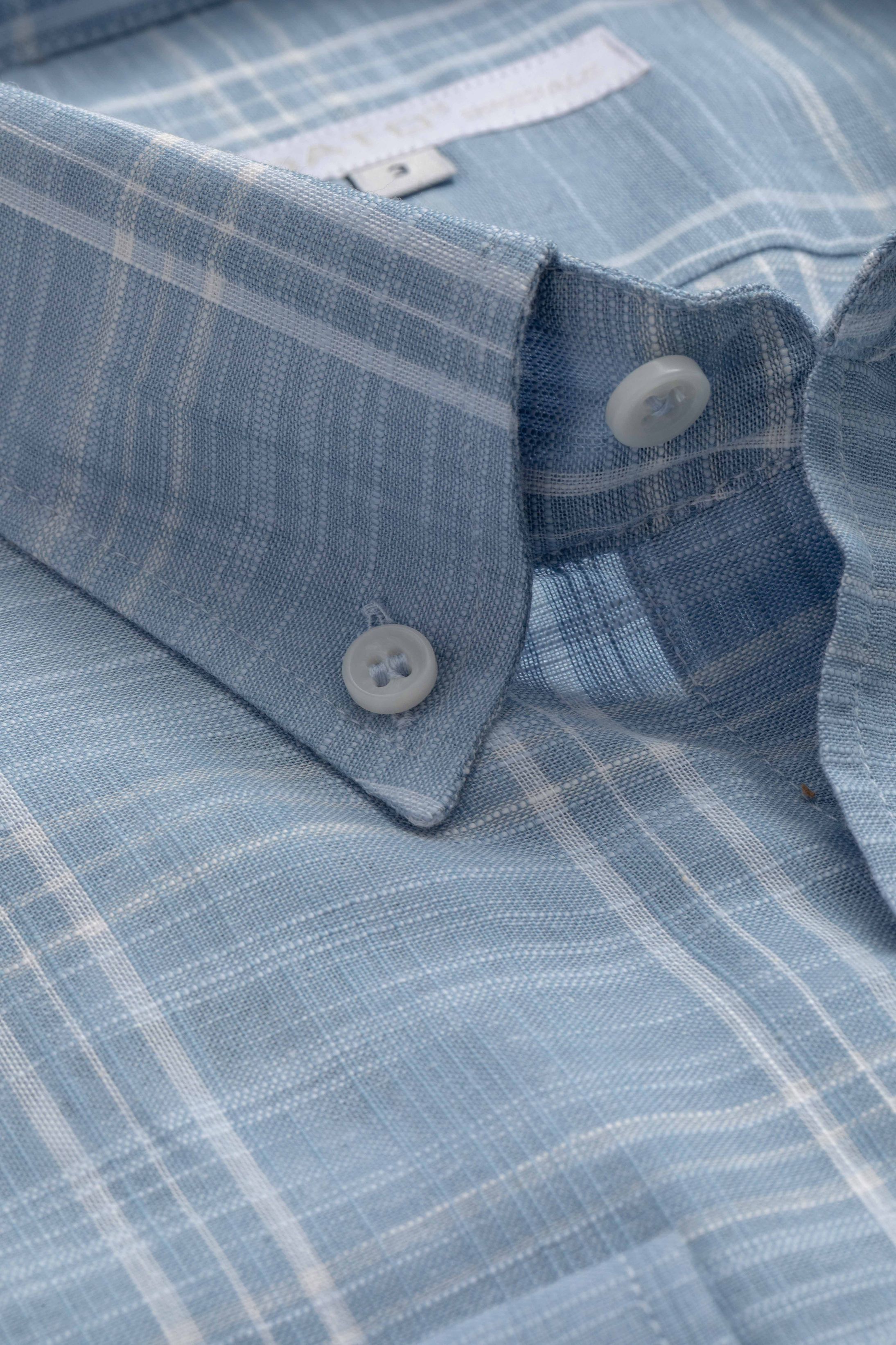 Camisa Manga Longa Regular Xadrez Azul