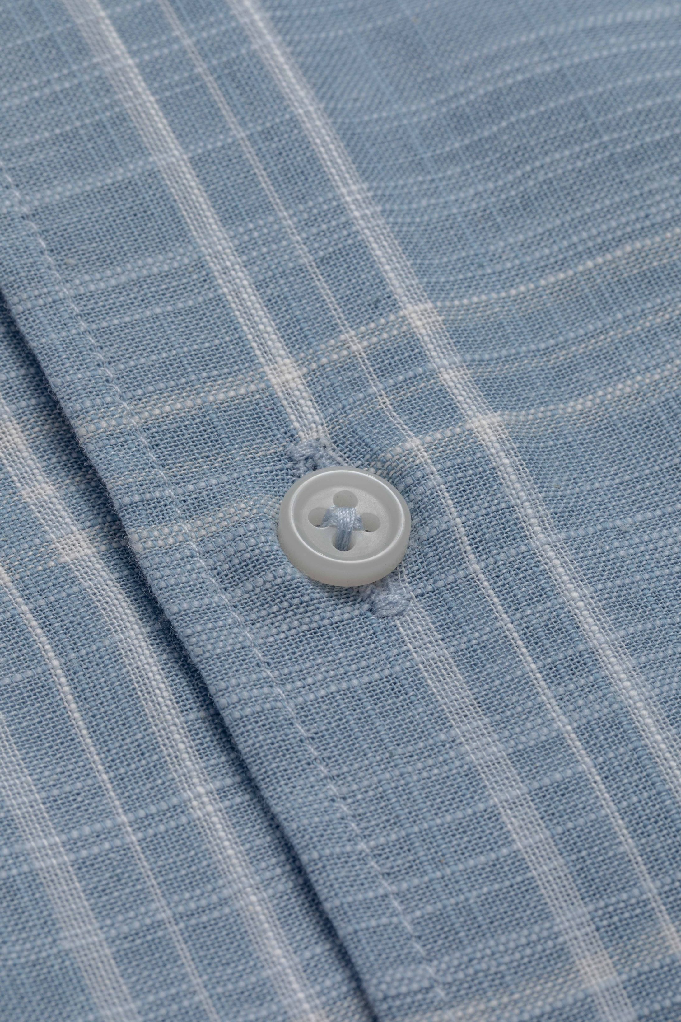 Camisa Manga Longa Regular Xadrez Azul