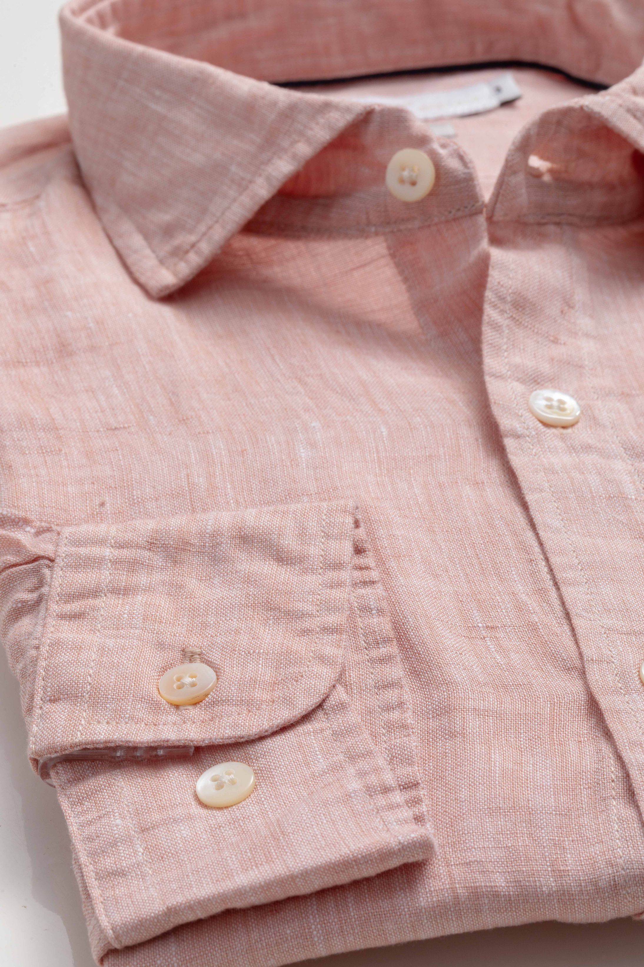 Camisa Manga Longa Regular Linho Salmão - Diodato Alfaiataria