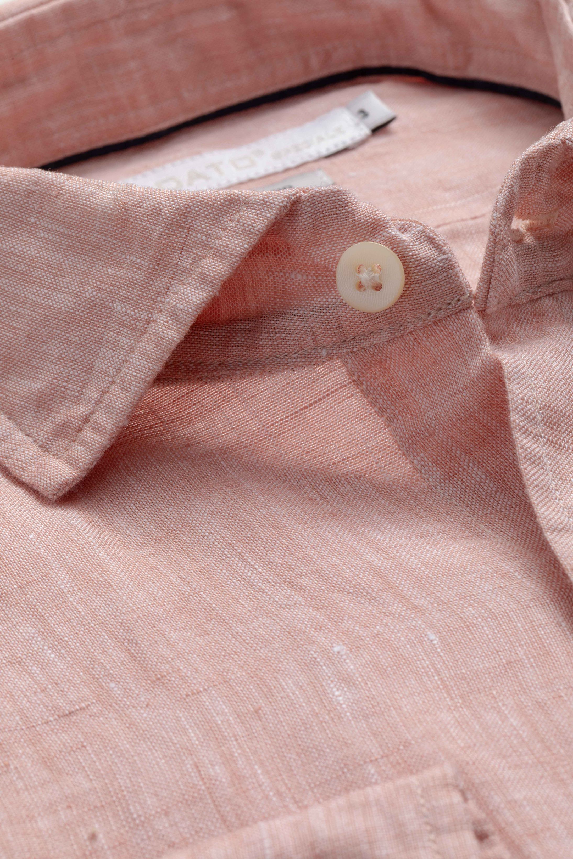 Camisa Manga Longa Regular Linho Salmão