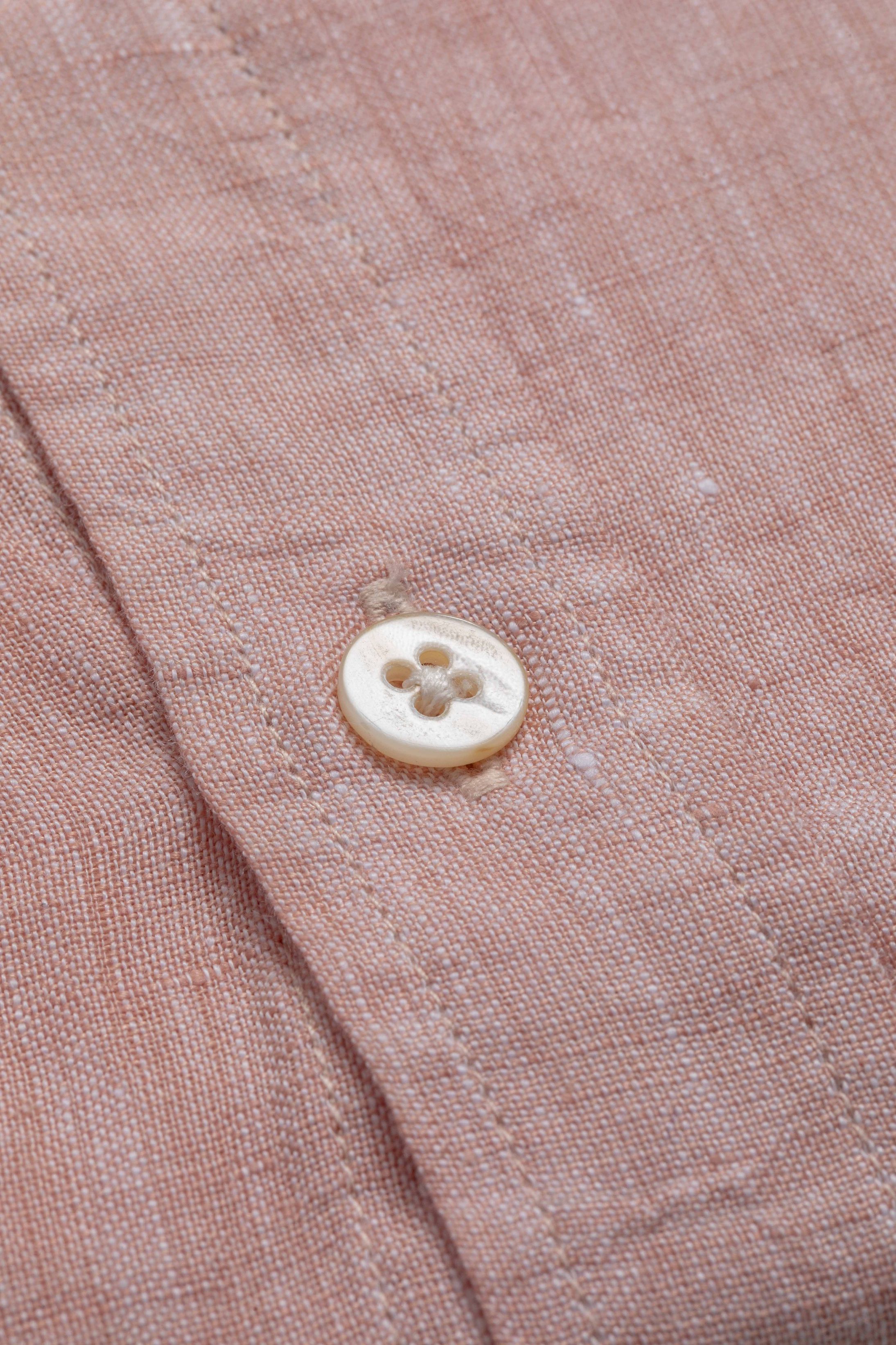 Camisa Manga Longa Regular Linho Salmão