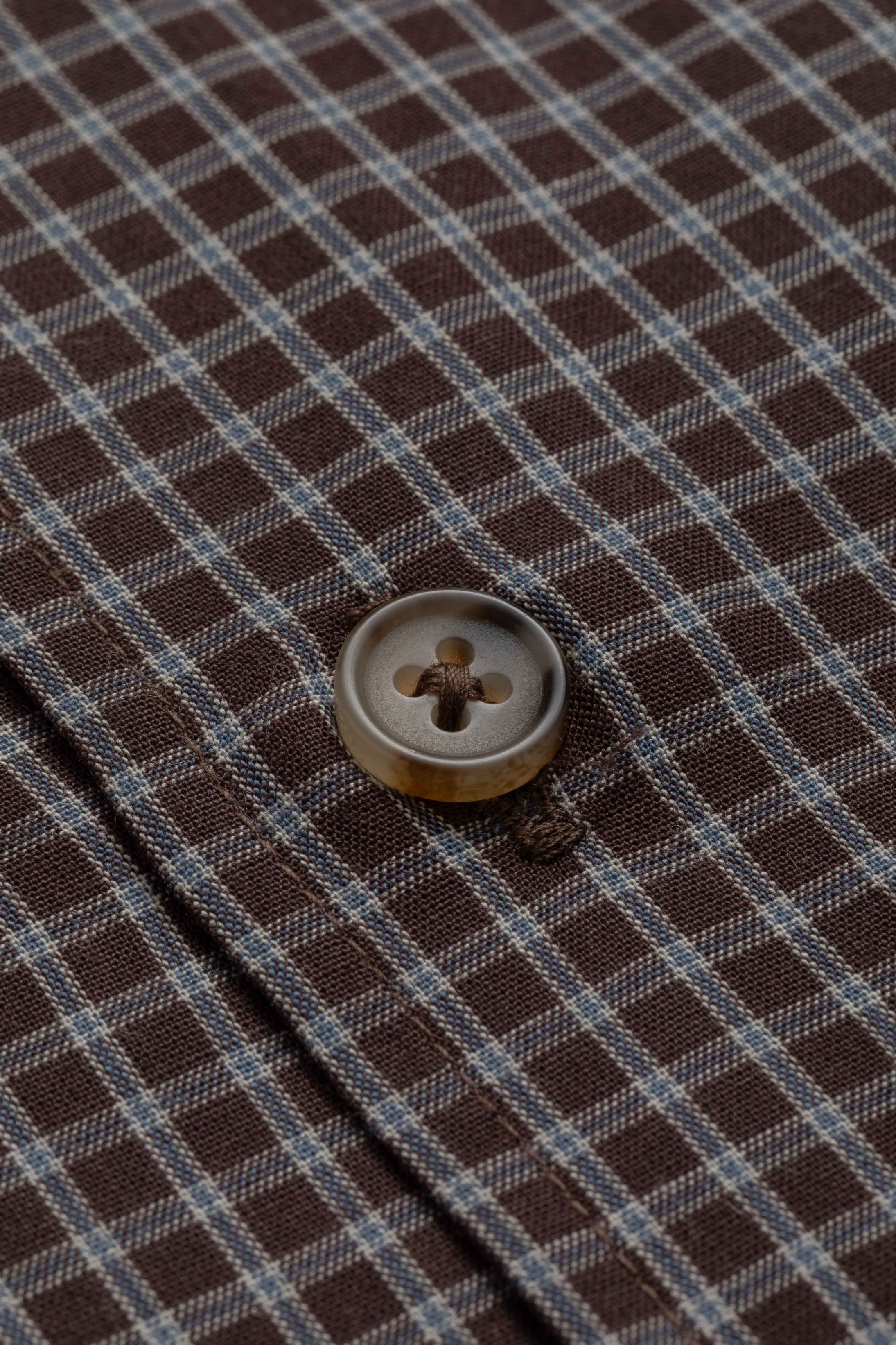 Camisa Manga Longa Slim fit Quadriculado Marrom