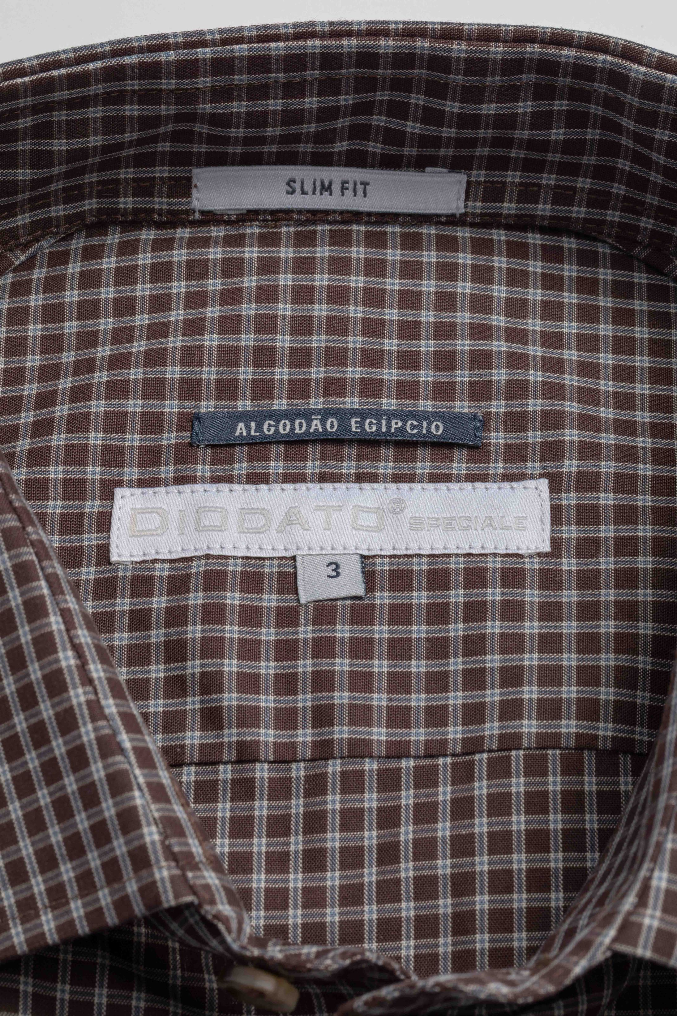 Camisa Manga Longa Slim fit Quadriculado Marrom