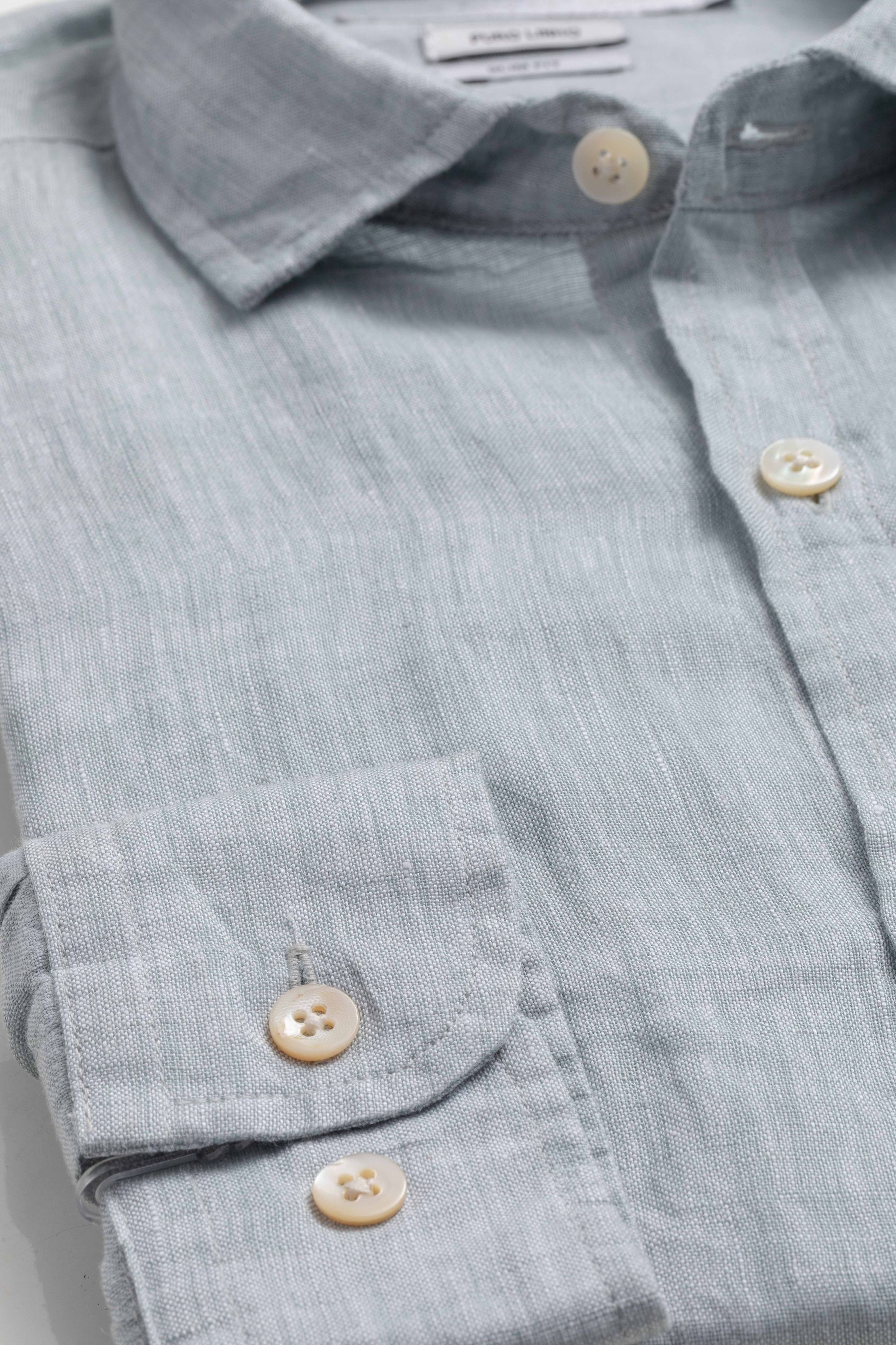 Camisa Manga Longa Slim Fit Linho Verde Vintage - Diodato Alfaiataria