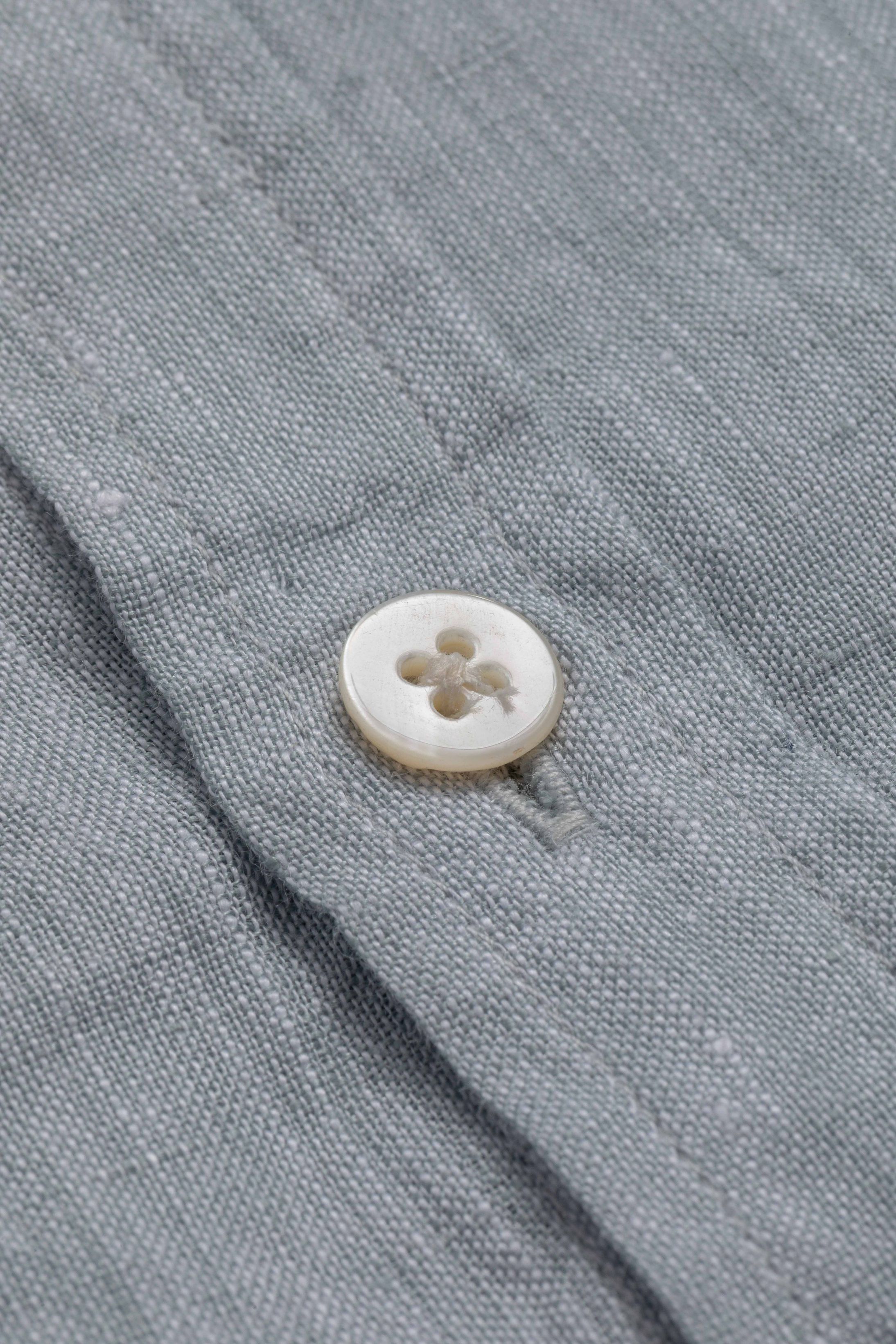 Camisa Manga Longa Slim Fit Linho Verde Vintage