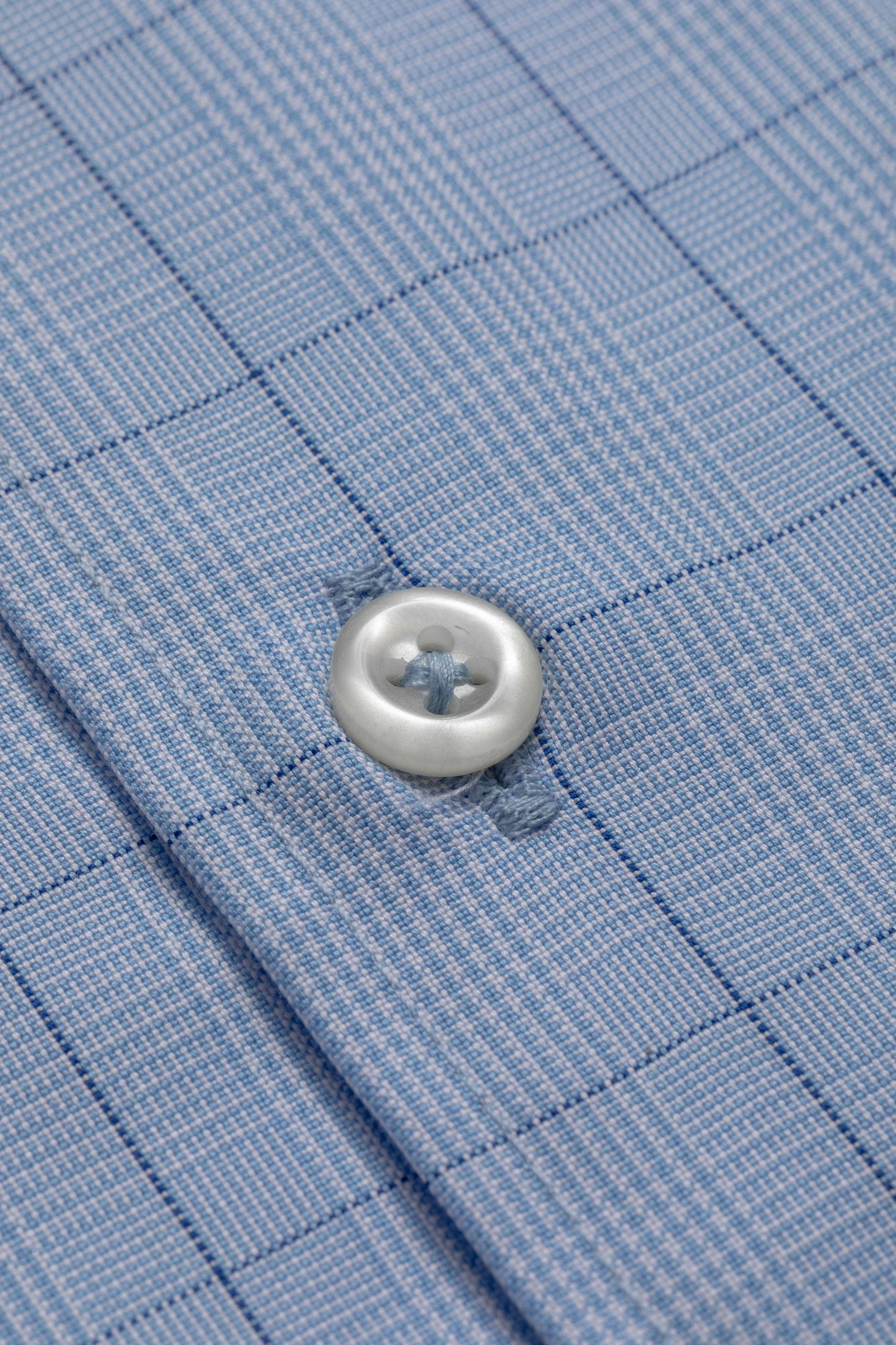 Camisa Manga Longa Slim fit Fio 80 Azul Xadrez