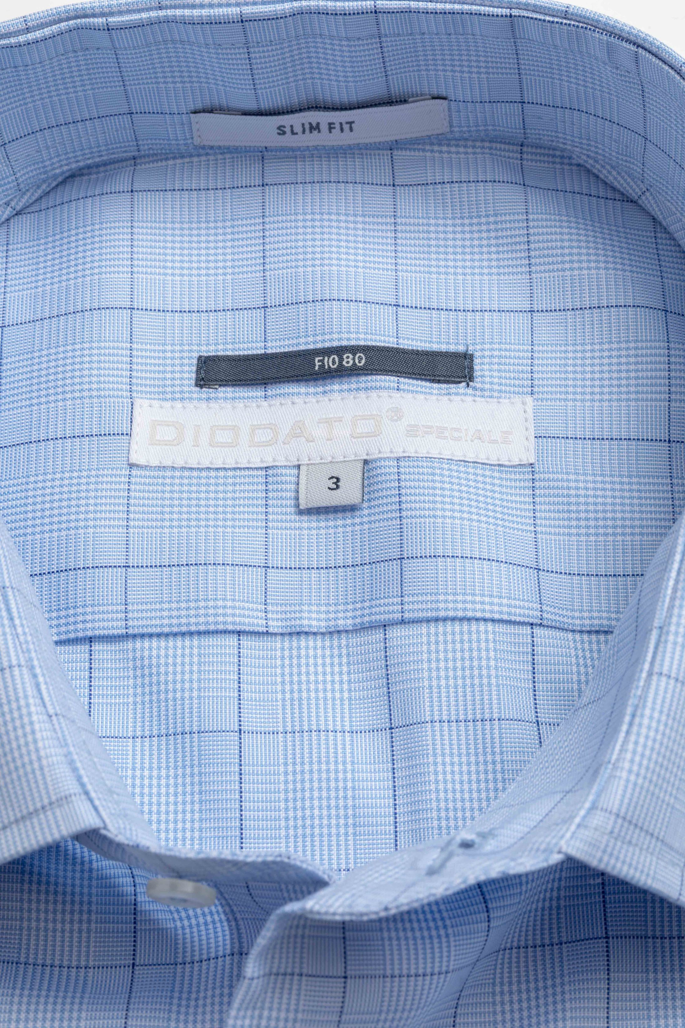 Camisa Manga Longa Slim fit Fio 80 Azul Xadrez