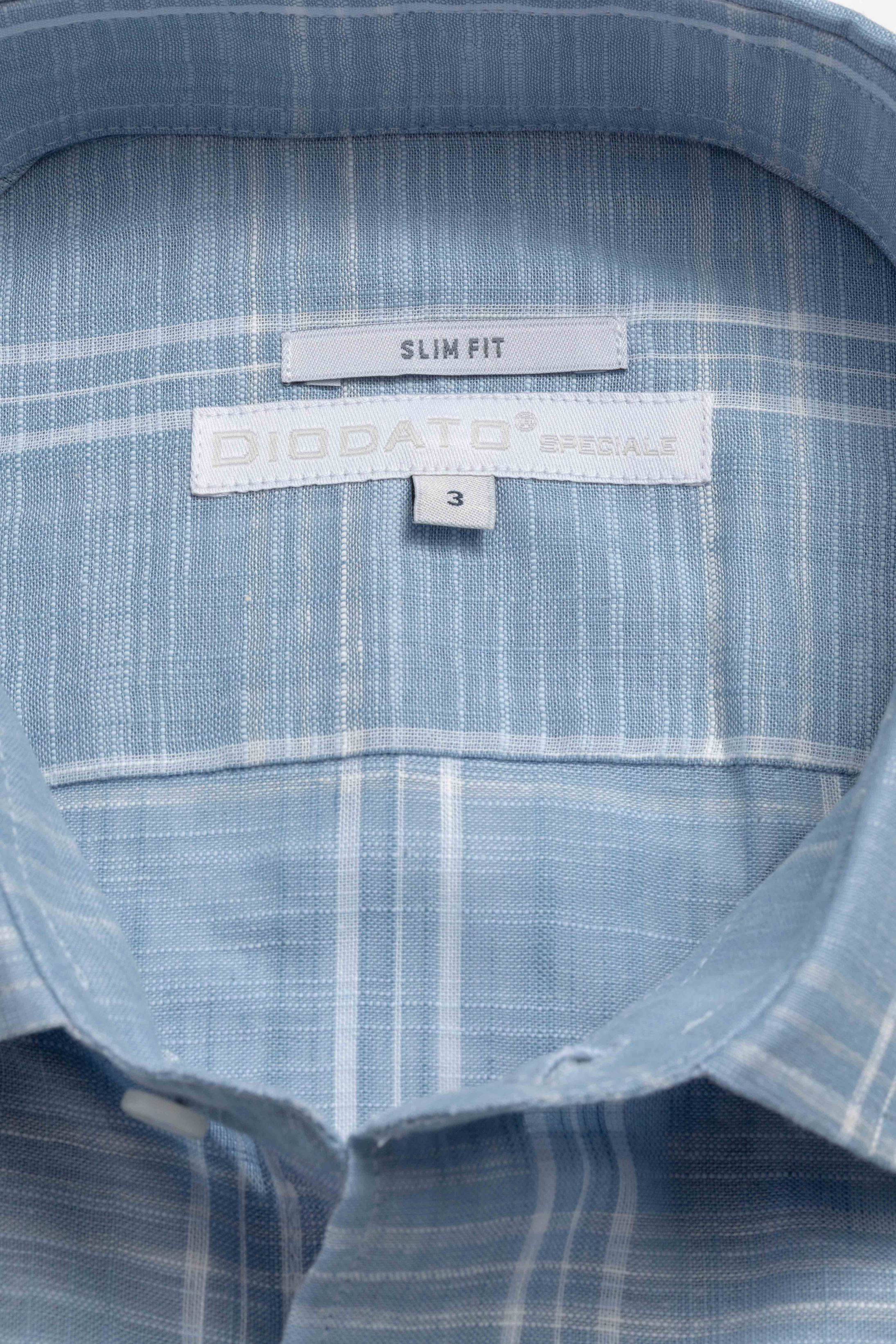 Camisa Manga Longa Slim fit Azul Xadrez