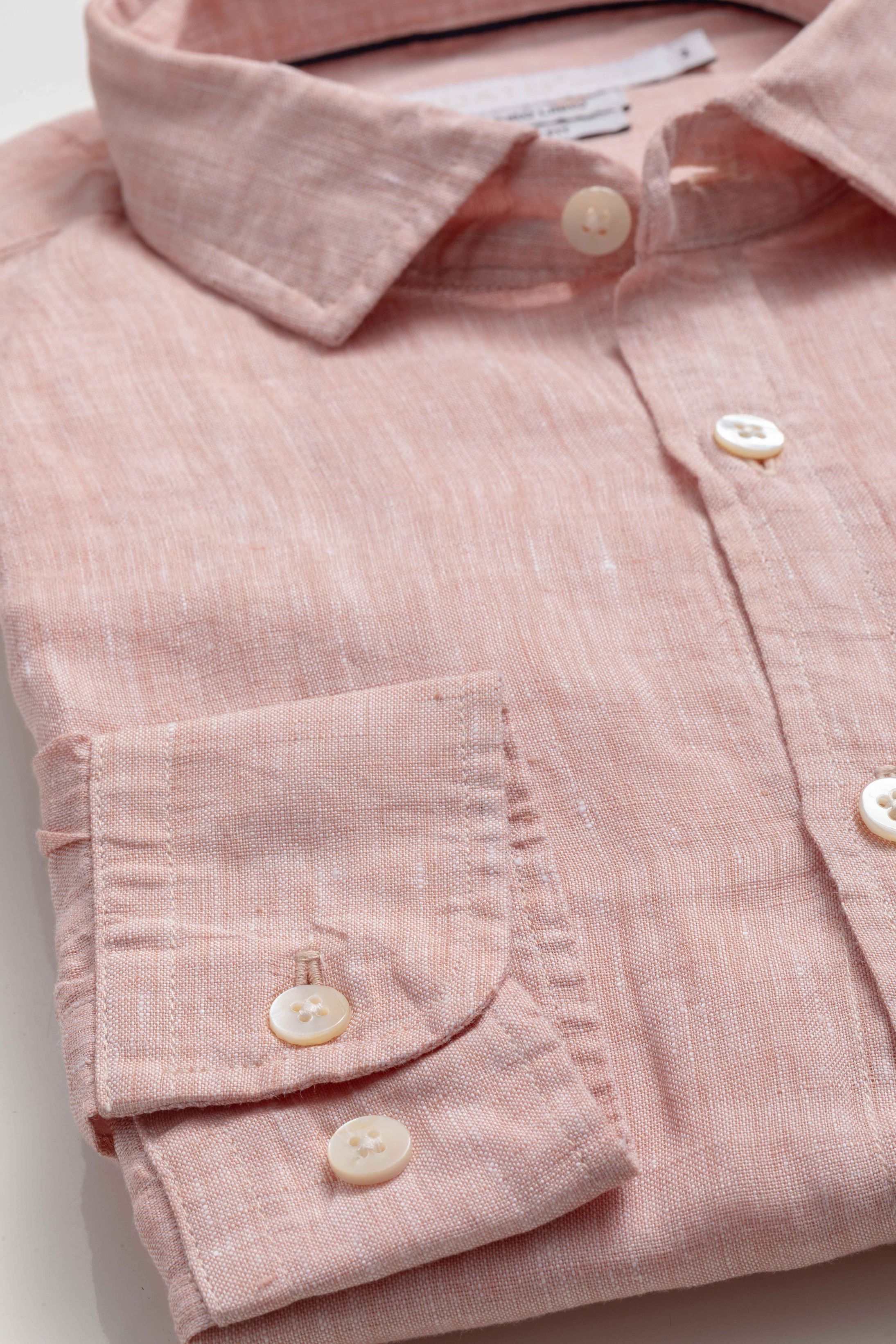 Camisa Manga Longa Slim Fit Linho Salmão - Diodato Alfaiataria