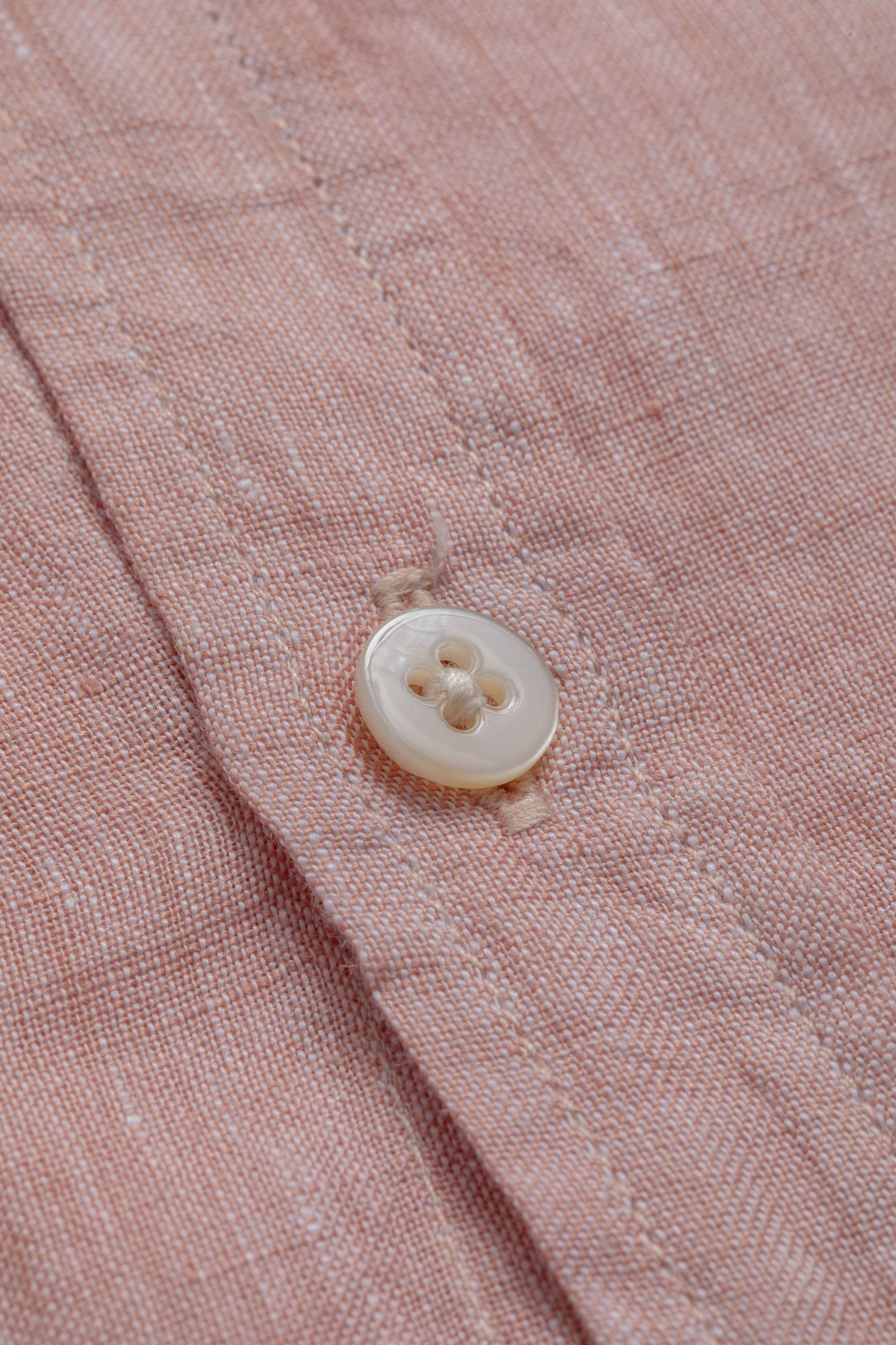 Camisa Manga Longa Slim Fit Linho Salmão