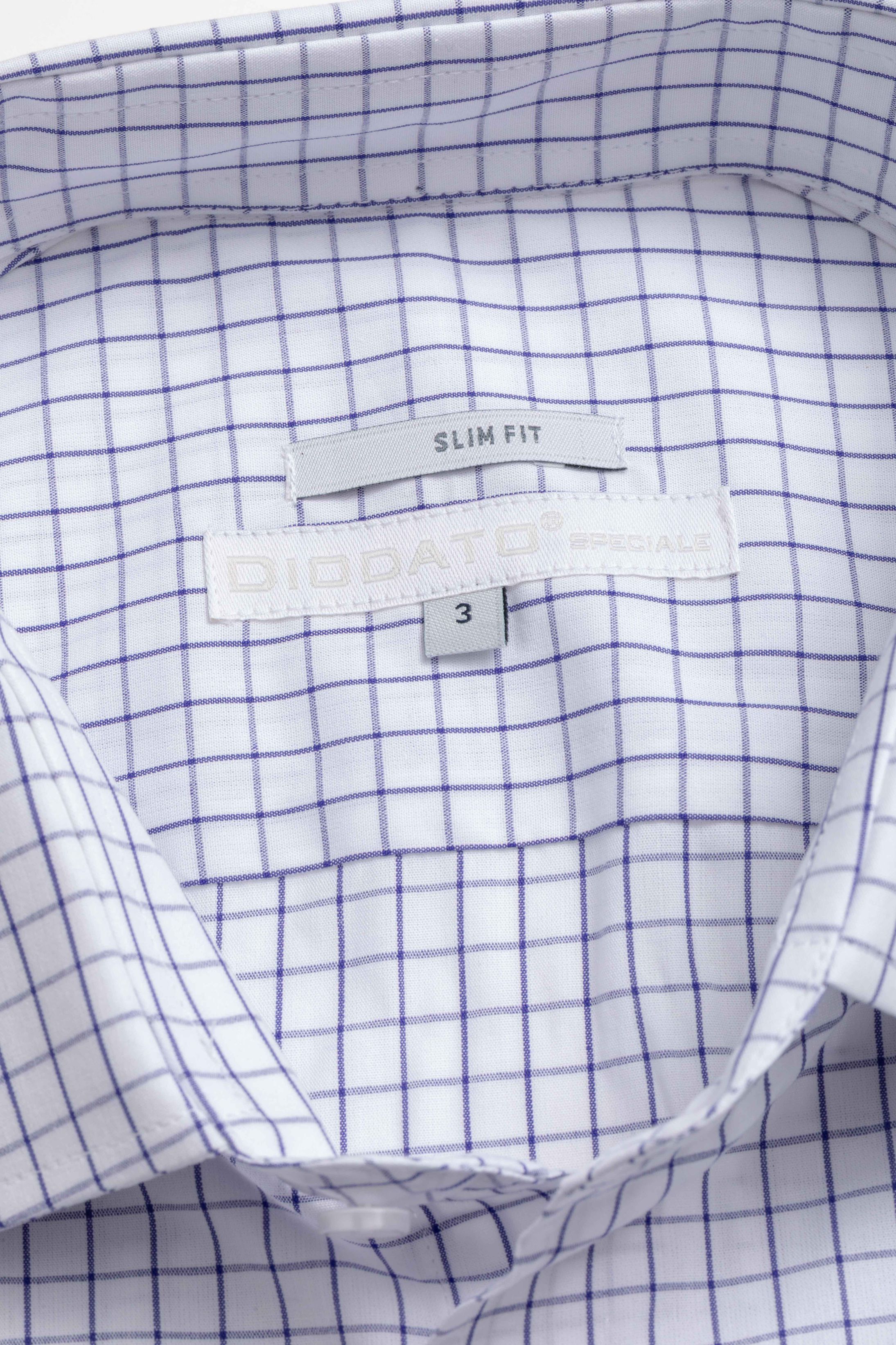 Camisa Manga Longa Slim fit Branco Quadriculado Marinho