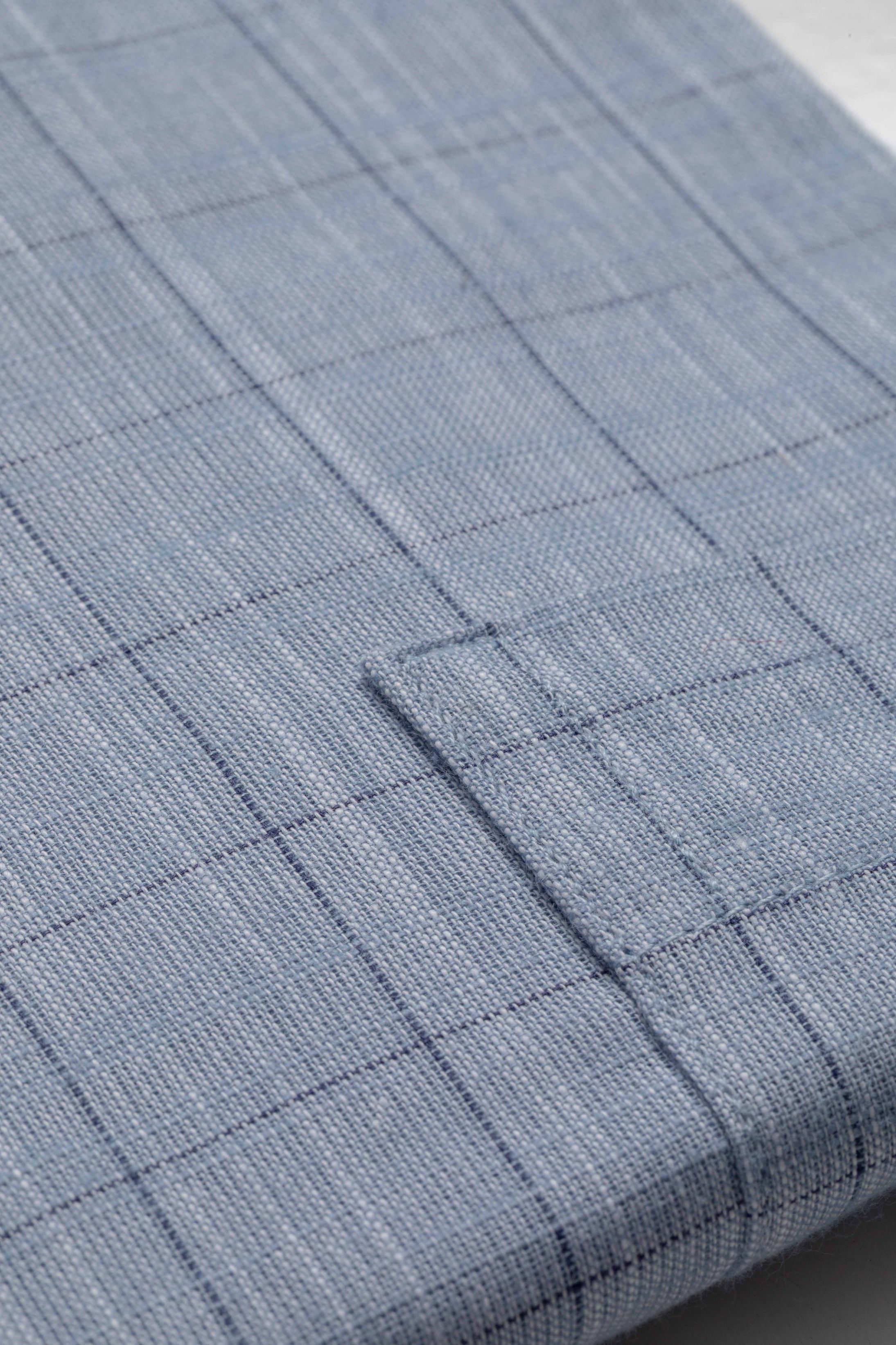 Camisa Manga Longa Regular Quadriculado Azul Claro