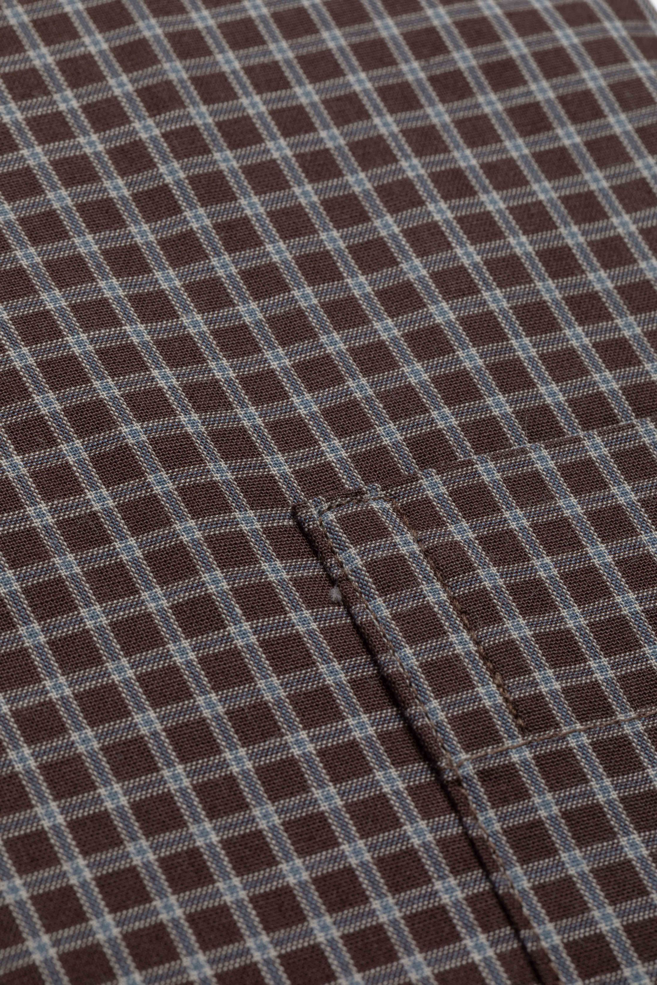 Camisa Manga Longa Regular Marrom Quadriculado