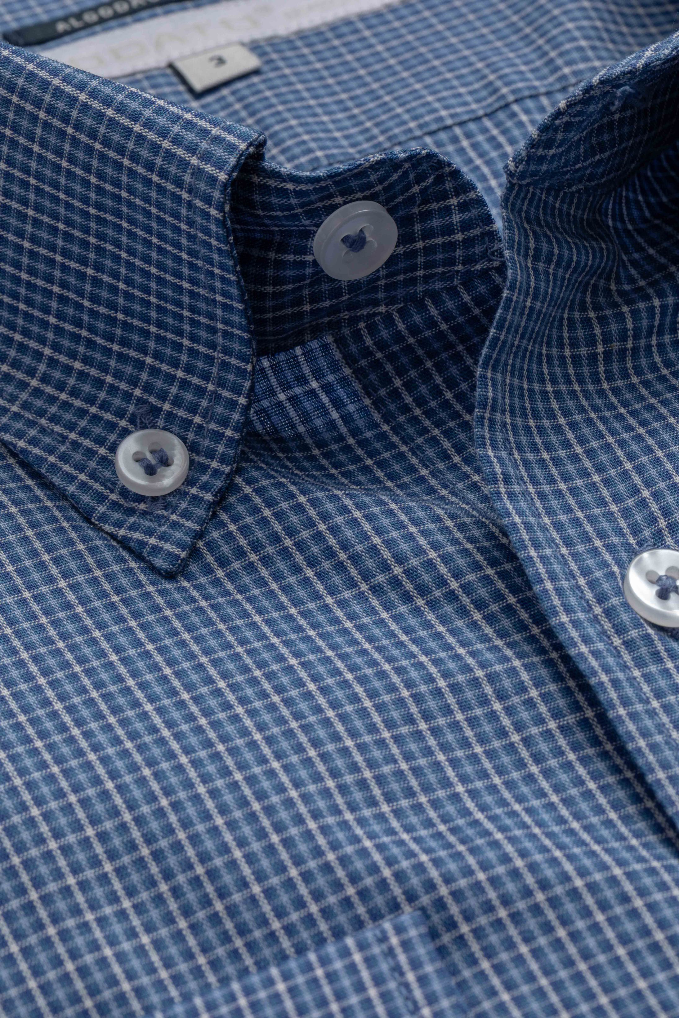 Camisa Manga Longa Regular Xadrez Azul