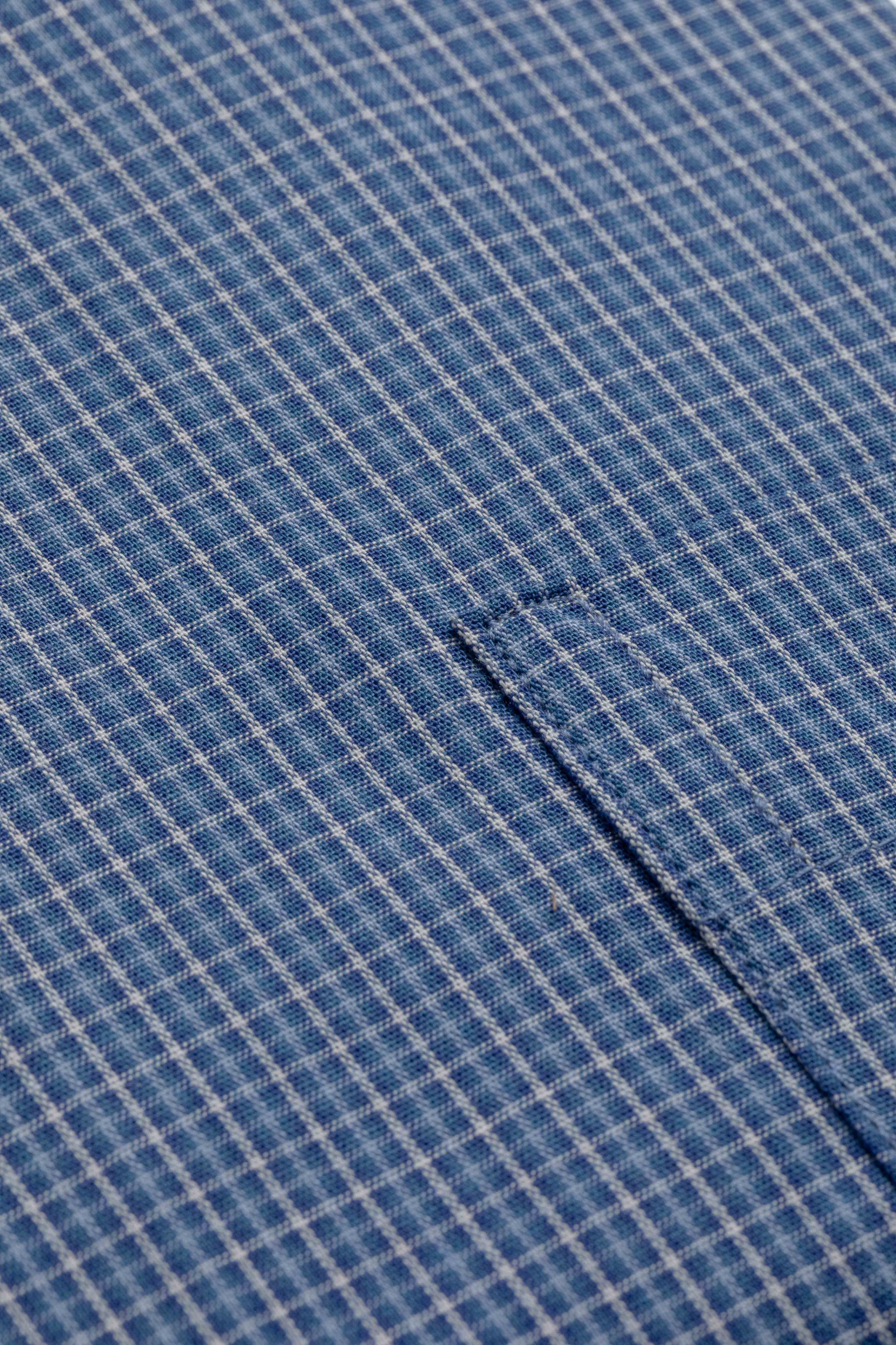 Camisa Manga Longa Regular Xadrez Azul