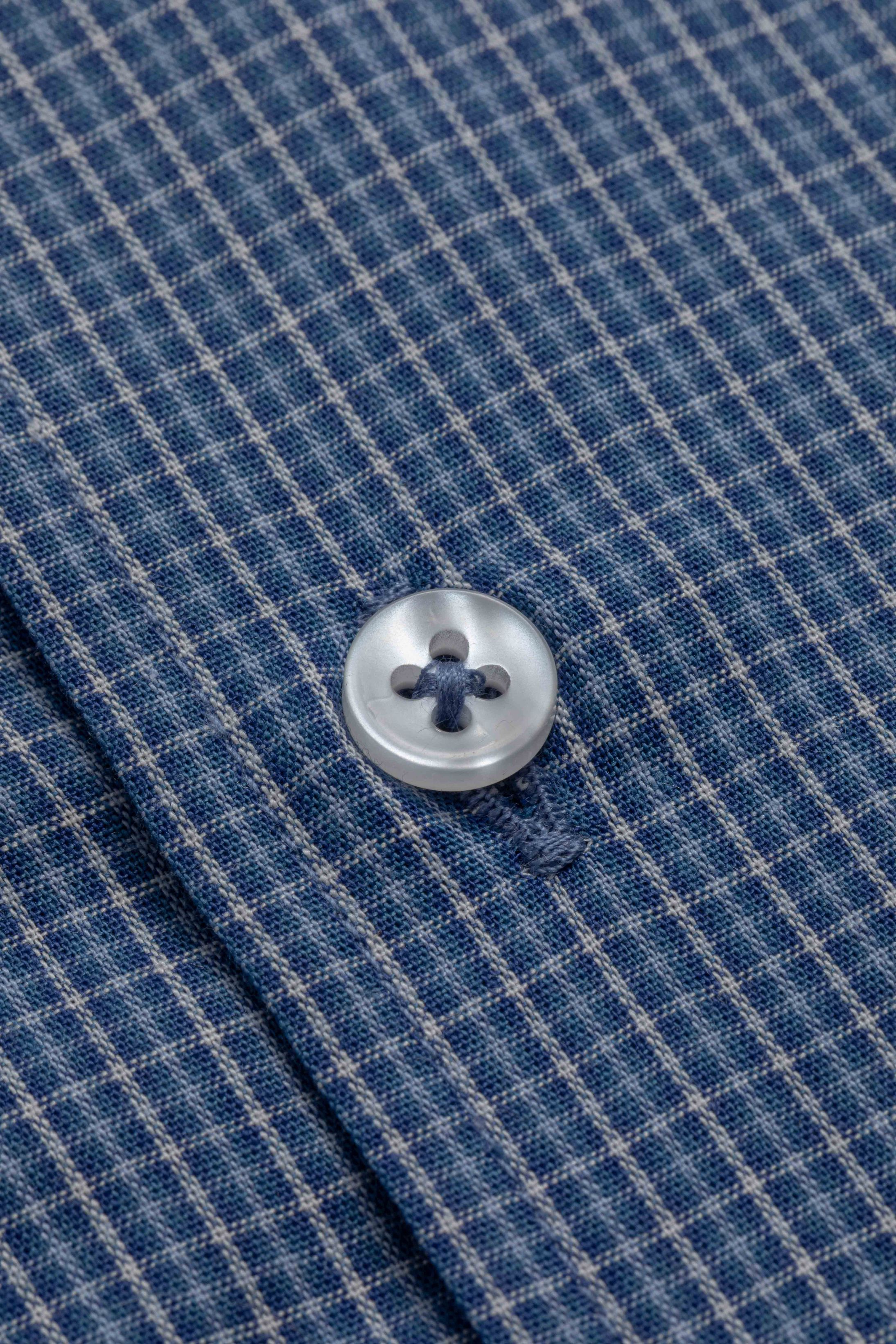 Camisa Manga Longa Regular Xadrez Azul