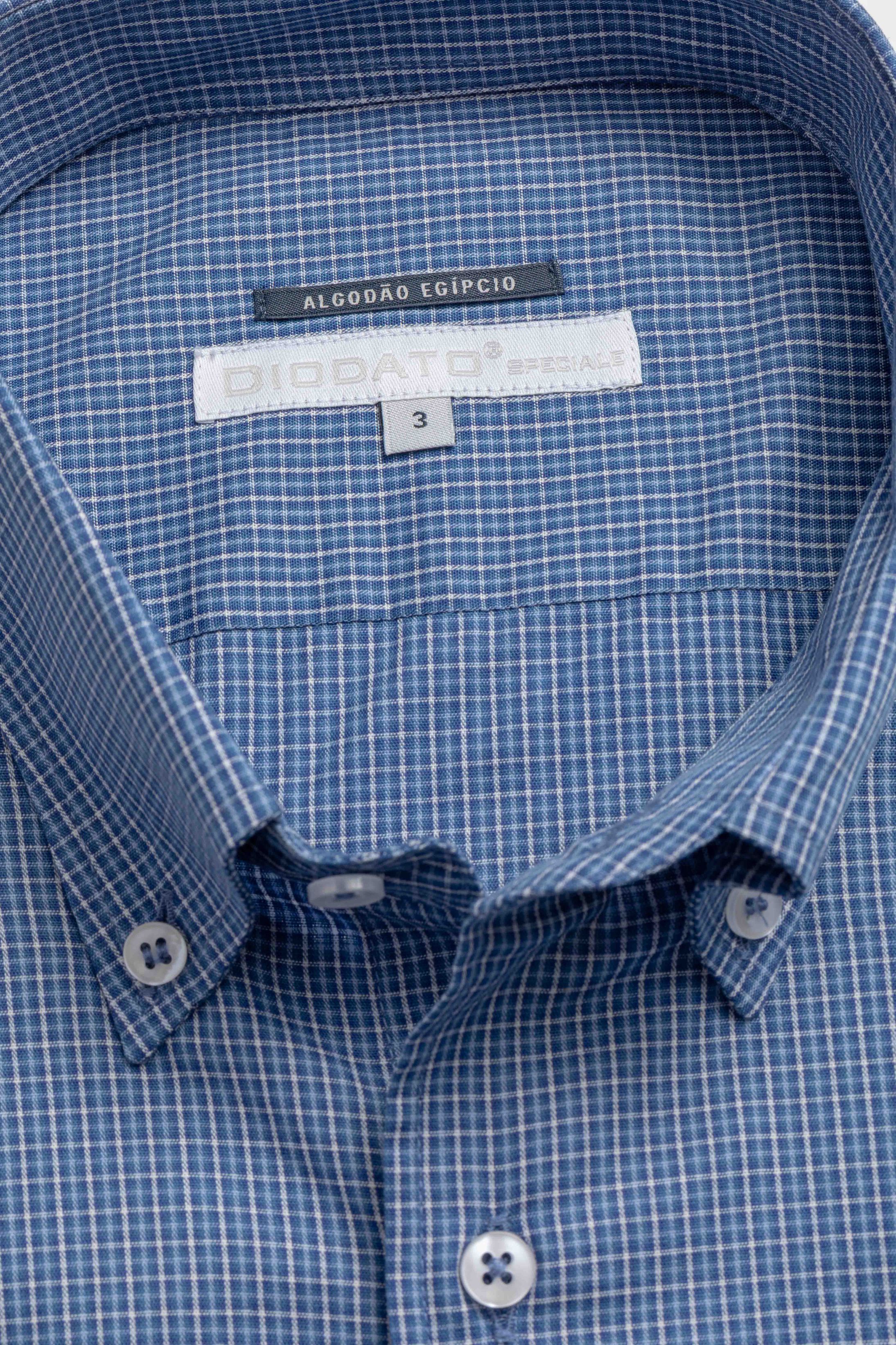 Camisa Manga Longa Regular Xadrez Azul