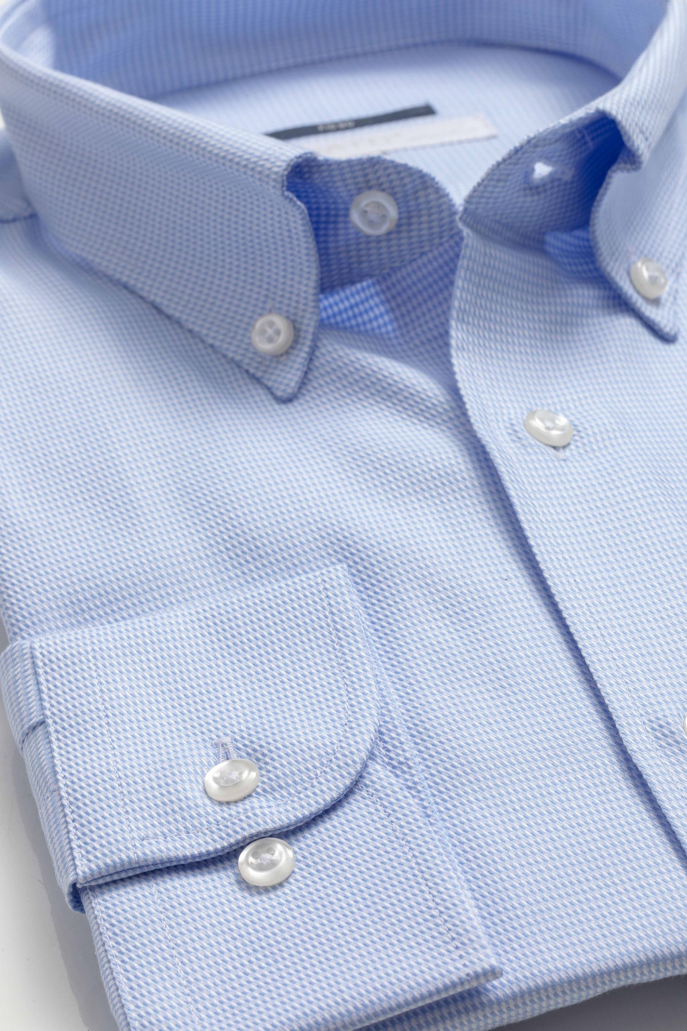 Camisa Manga Longa Regular Fio 80 Azul Claro