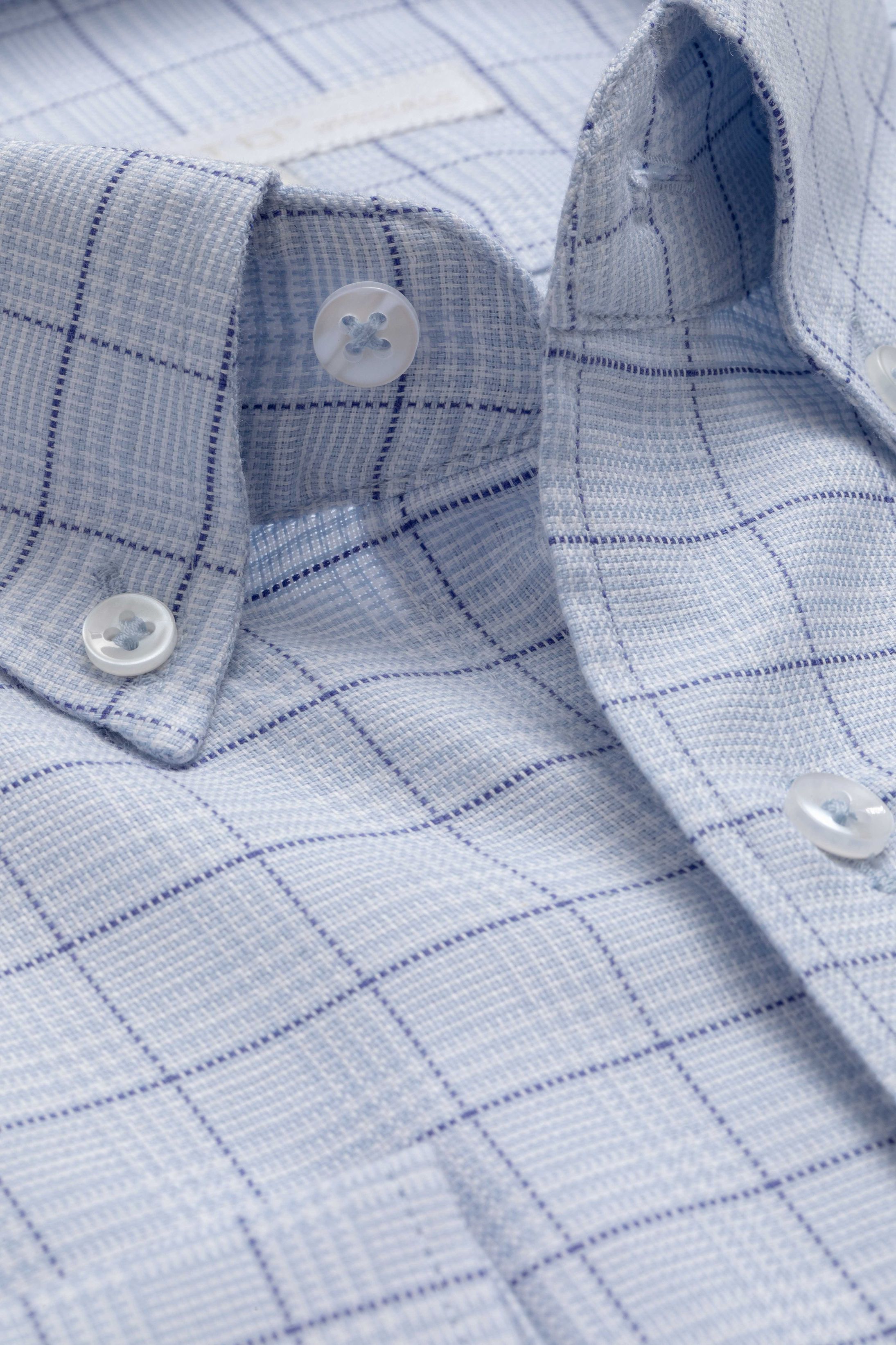 Camisa Manga Longa Regular Azul Xadrez