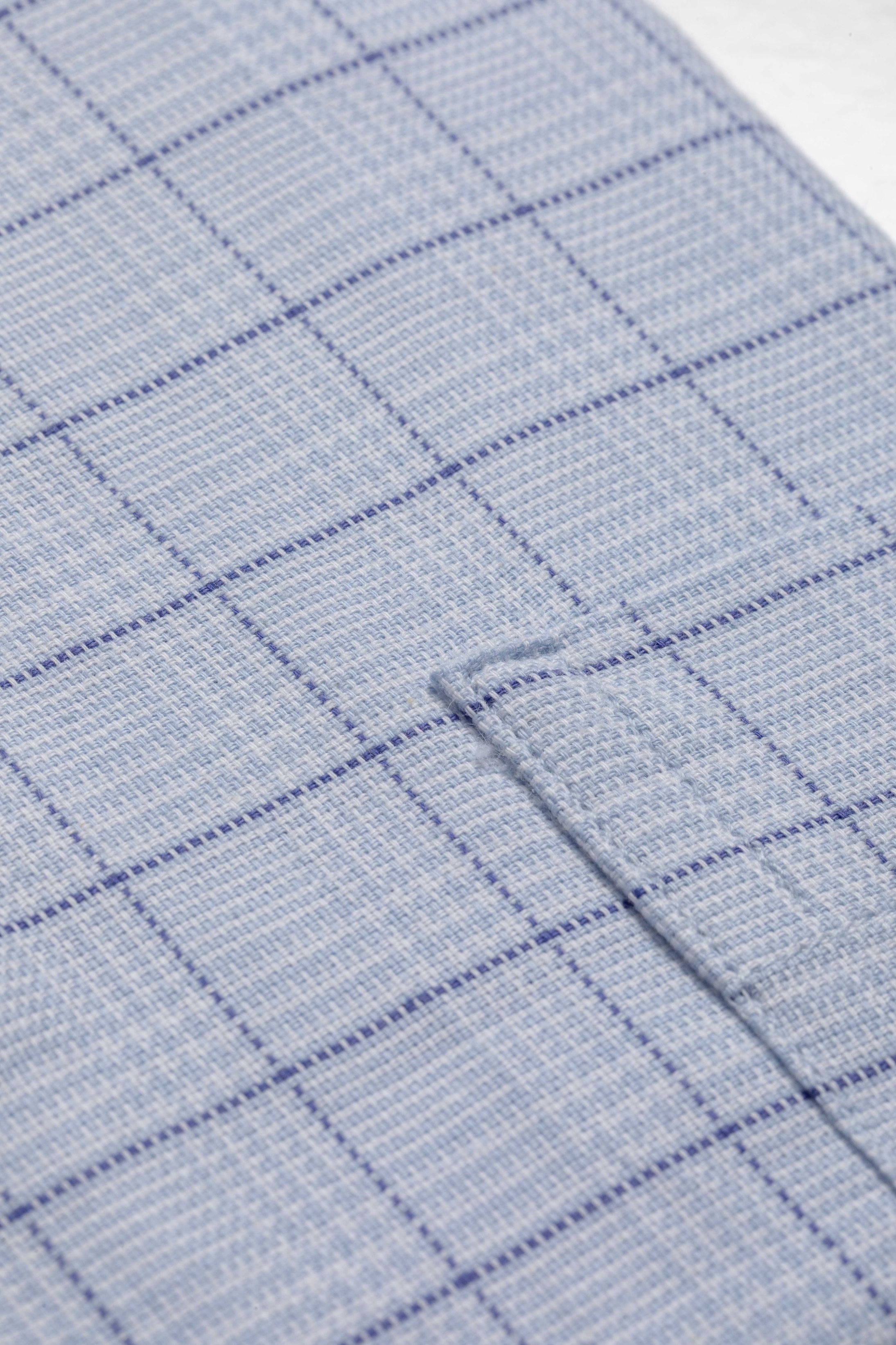 Camisa Manga Longa Regular Azul Xadrez